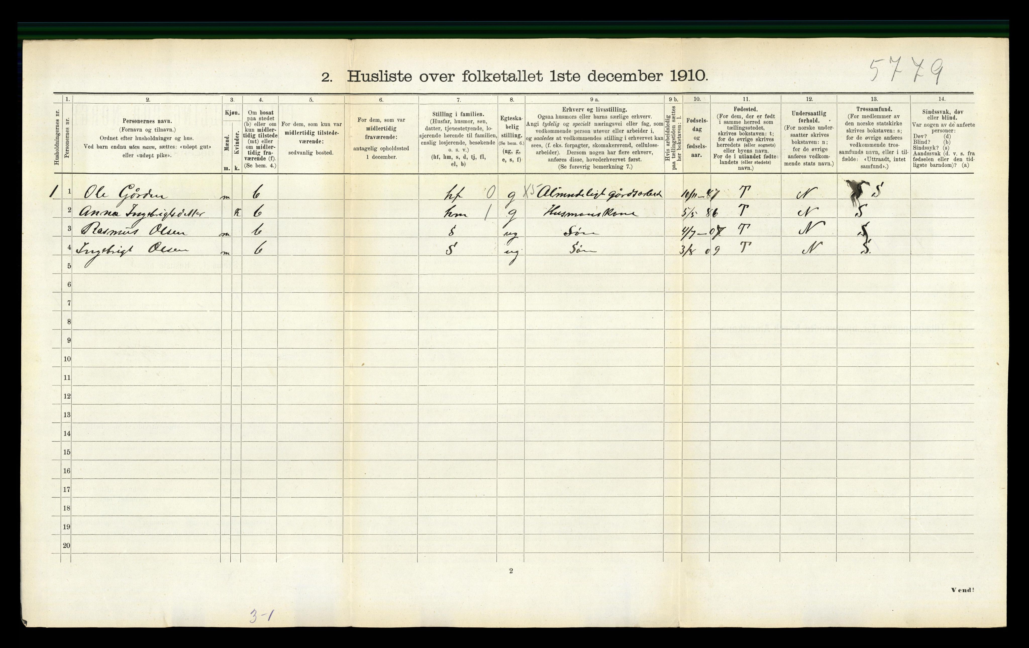 RA, Folketelling 1910 for 1636 Meldal herred, 1910, s. 1018