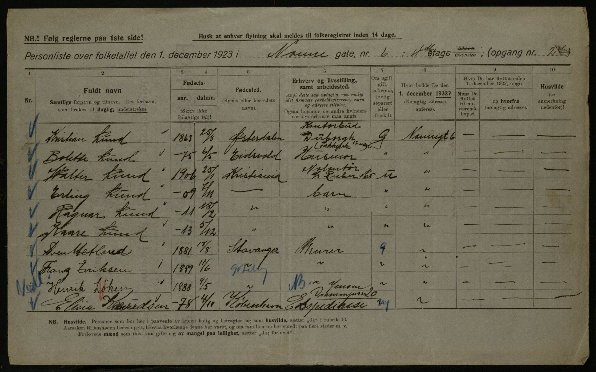 OBA, Kommunal folketelling 1.12.1923 for Kristiania, 1923, s. 78656