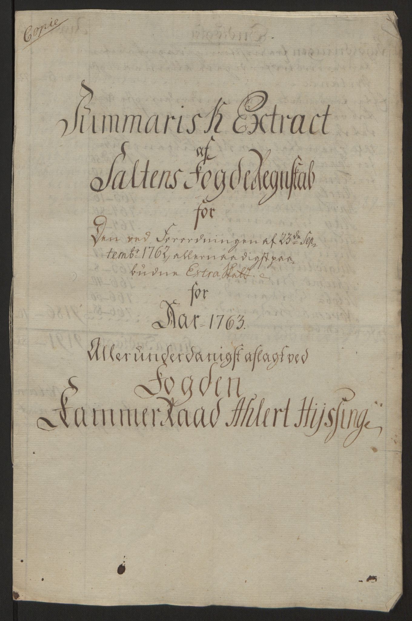 Rentekammeret inntil 1814, Reviderte regnskaper, Fogderegnskap, RA/EA-4092/R66/L4670: Ekstraskatten Salten, 1762-1764, s. 146