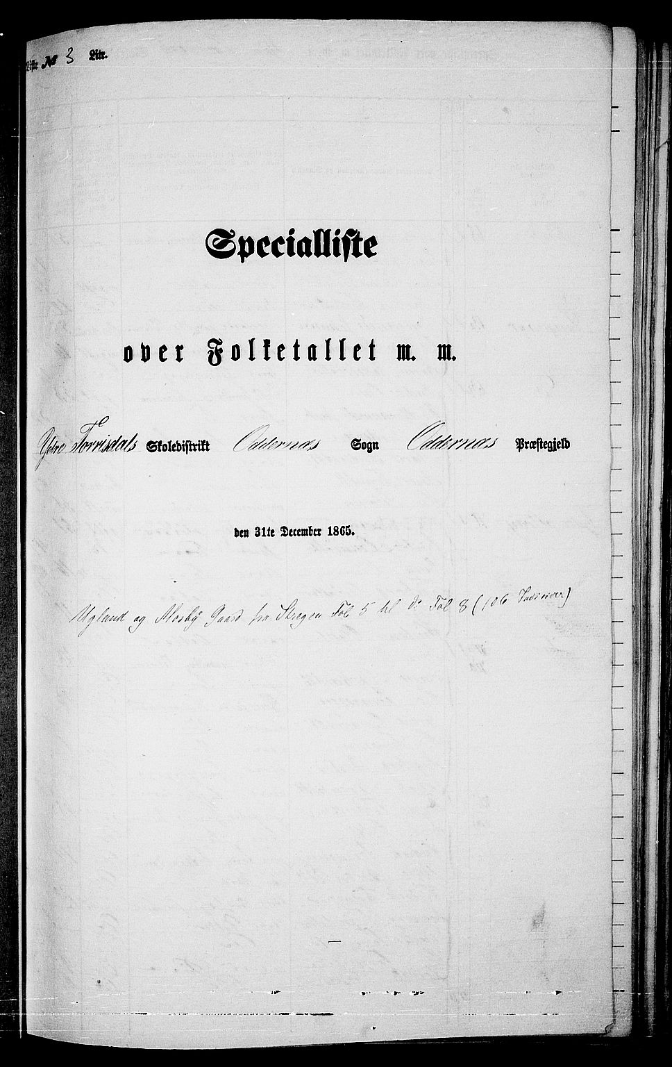 RA, Folketelling 1865 for 1012P Oddernes prestegjeld, 1865, s. 52