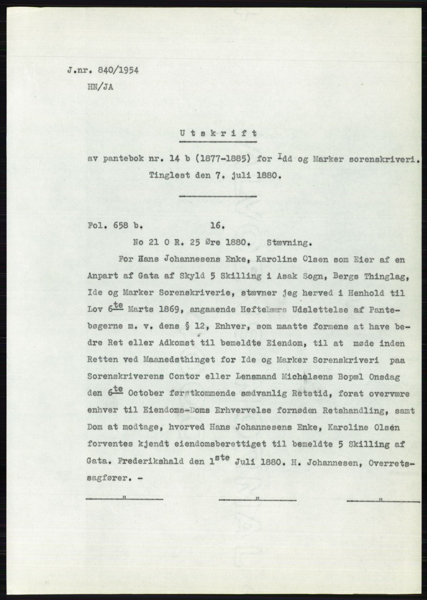 Statsarkivet i Oslo, AV/SAO-A-10621/Z/Zd/L0001: Avskrifter, j.nr 34/1953 og 385-1291/1954, 1953-1954, s. 278
