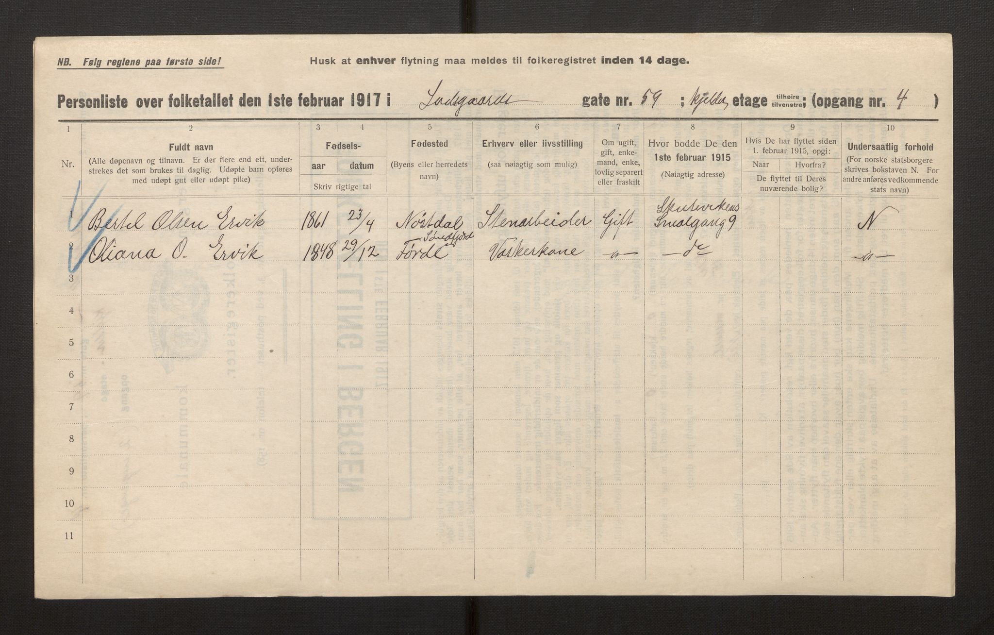 SAB, Kommunal folketelling 1917 for Bergen kjøpstad, 1917, s. 21202