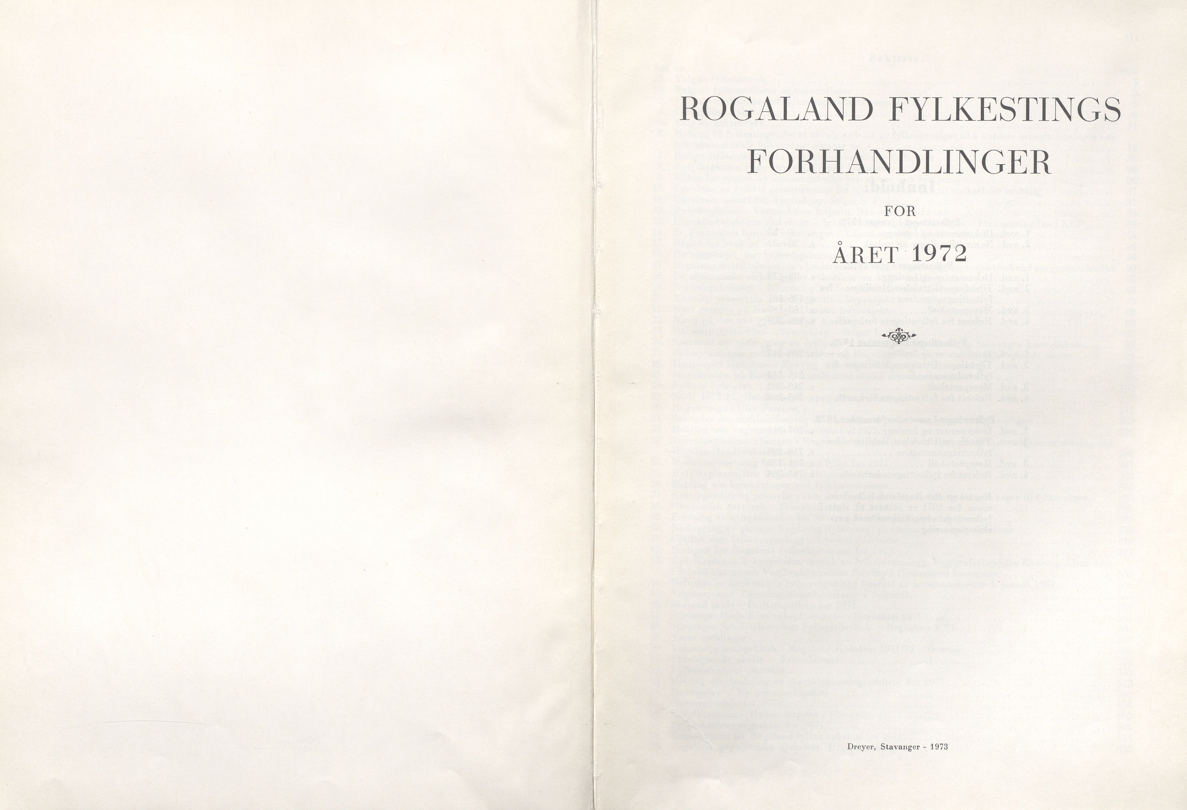 Rogaland fylkeskommune - Fylkesrådmannen , IKAR/A-900/A/Aa/Aaa/L0092: Møtebok , 1972