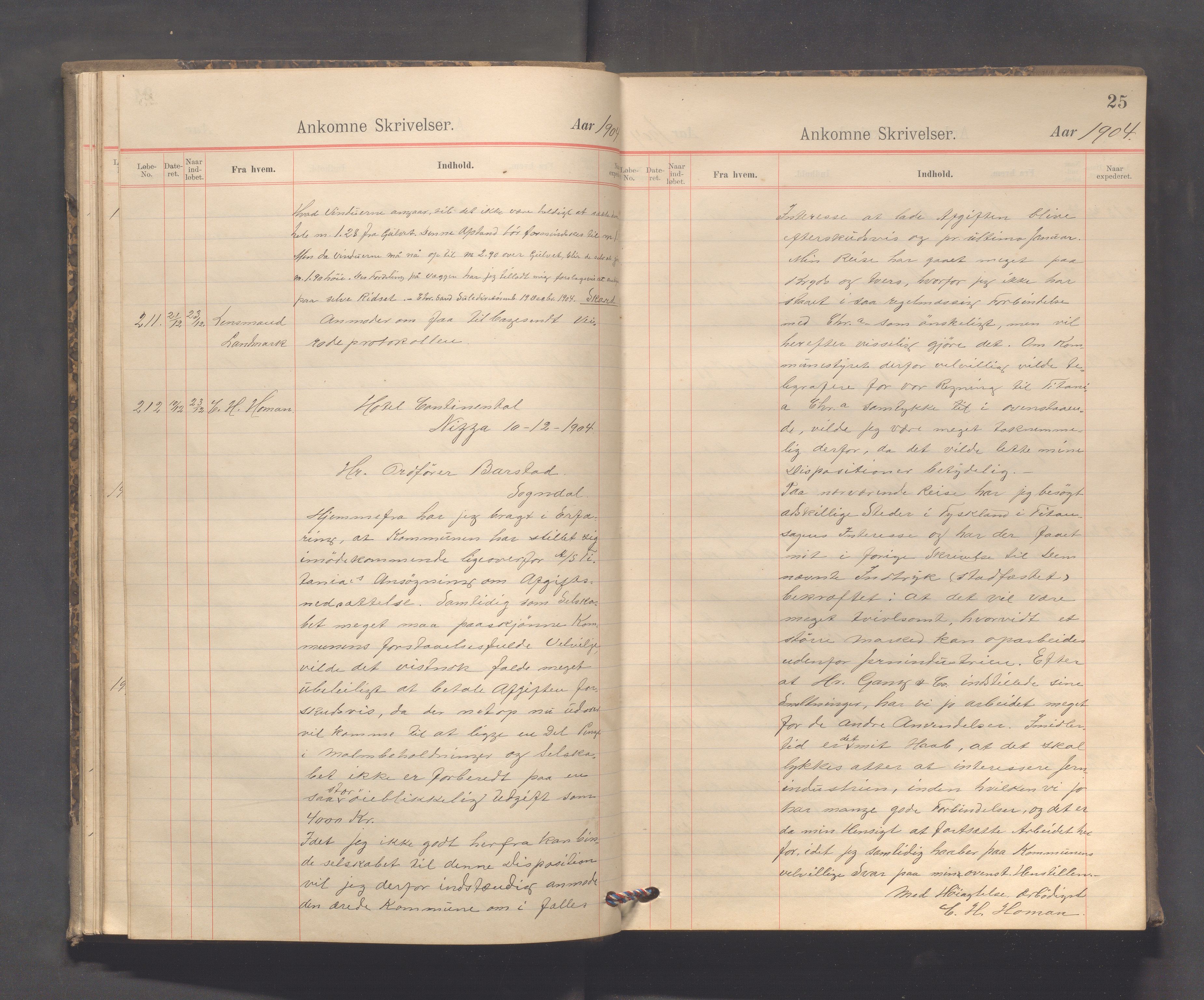 Sokndal kommune - Formannskapet/Sentraladministrasjonen, IKAR/K-101099/C/Ca/L0003: Journal, 1904-1912, s. 25