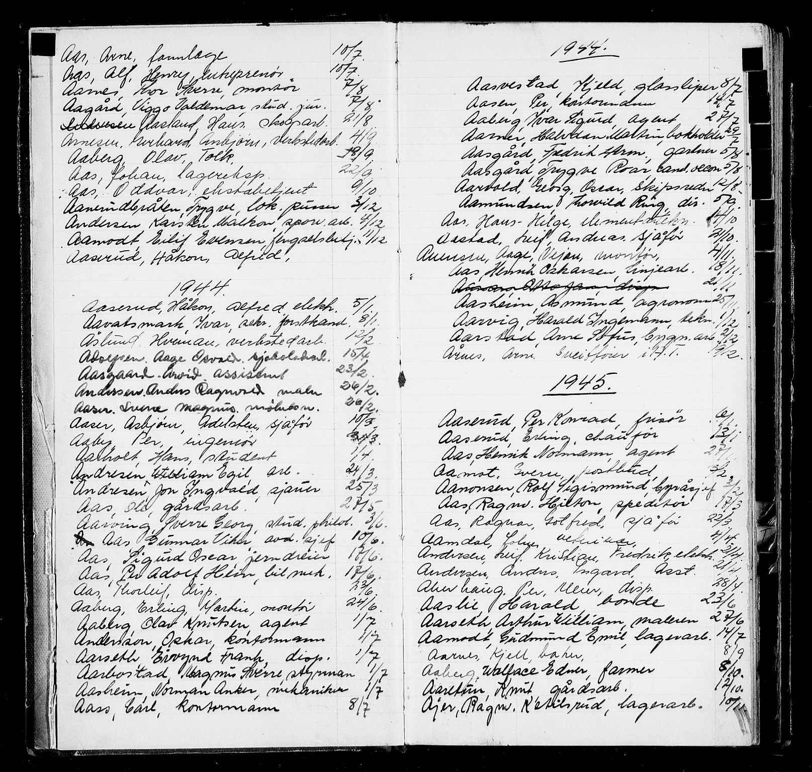 Oslo byfogd avd. I, AV/SAO-A-10220/L/La/L0006: Vigselsregister, 1943-1946, s. 4