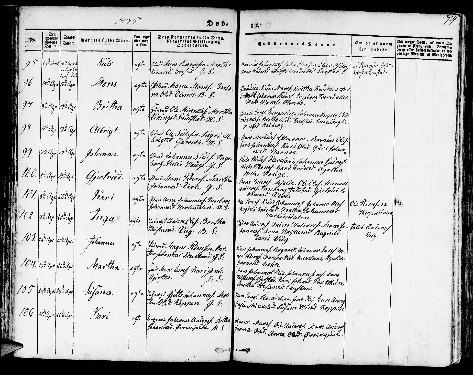 Haus sokneprestembete, AV/SAB-A-75601/H/Haa: Ministerialbok nr. A 14, 1827-1838, s. 74