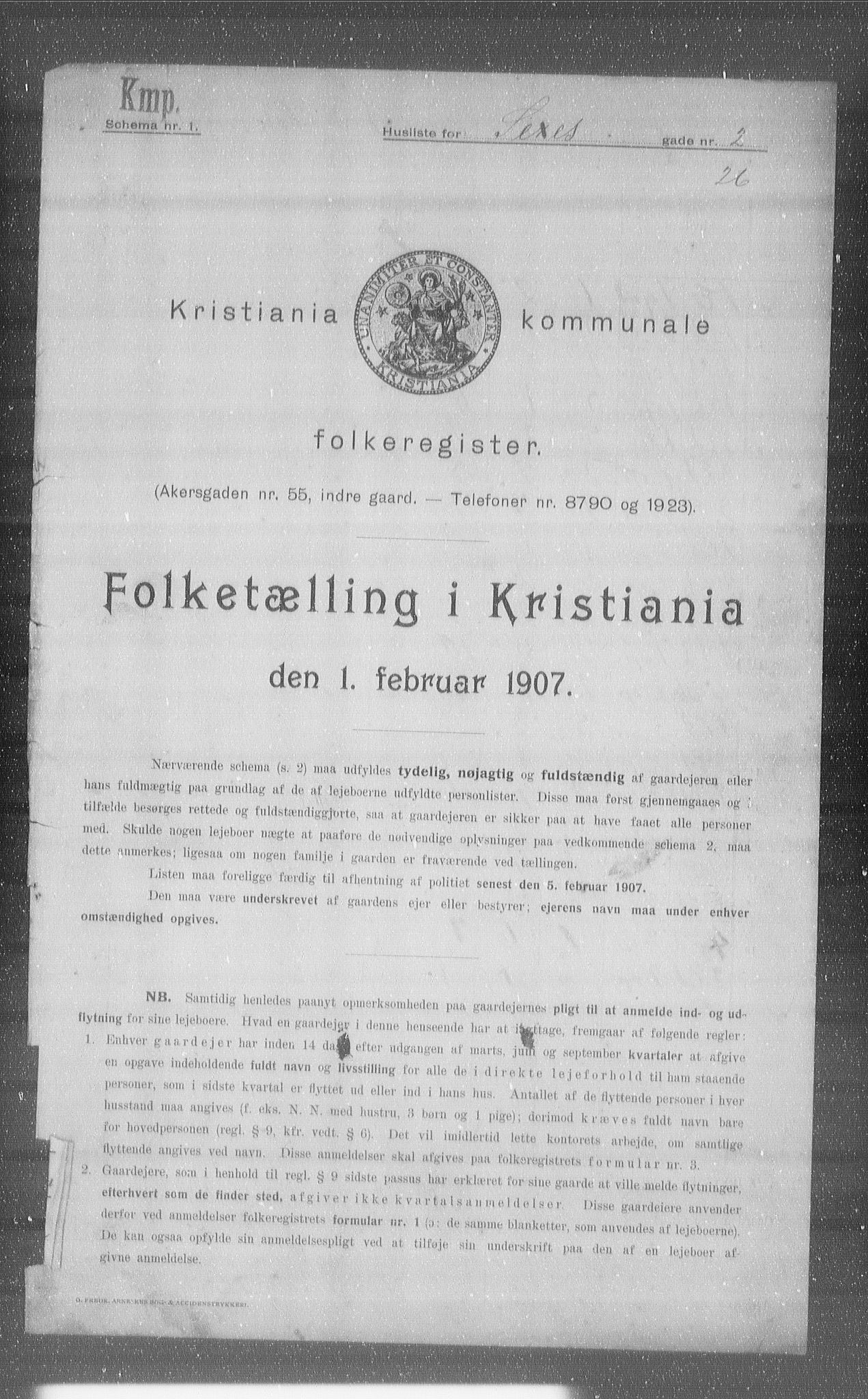 OBA, Kommunal folketelling 1.2.1907 for Kristiania kjøpstad, 1907, s. 48297