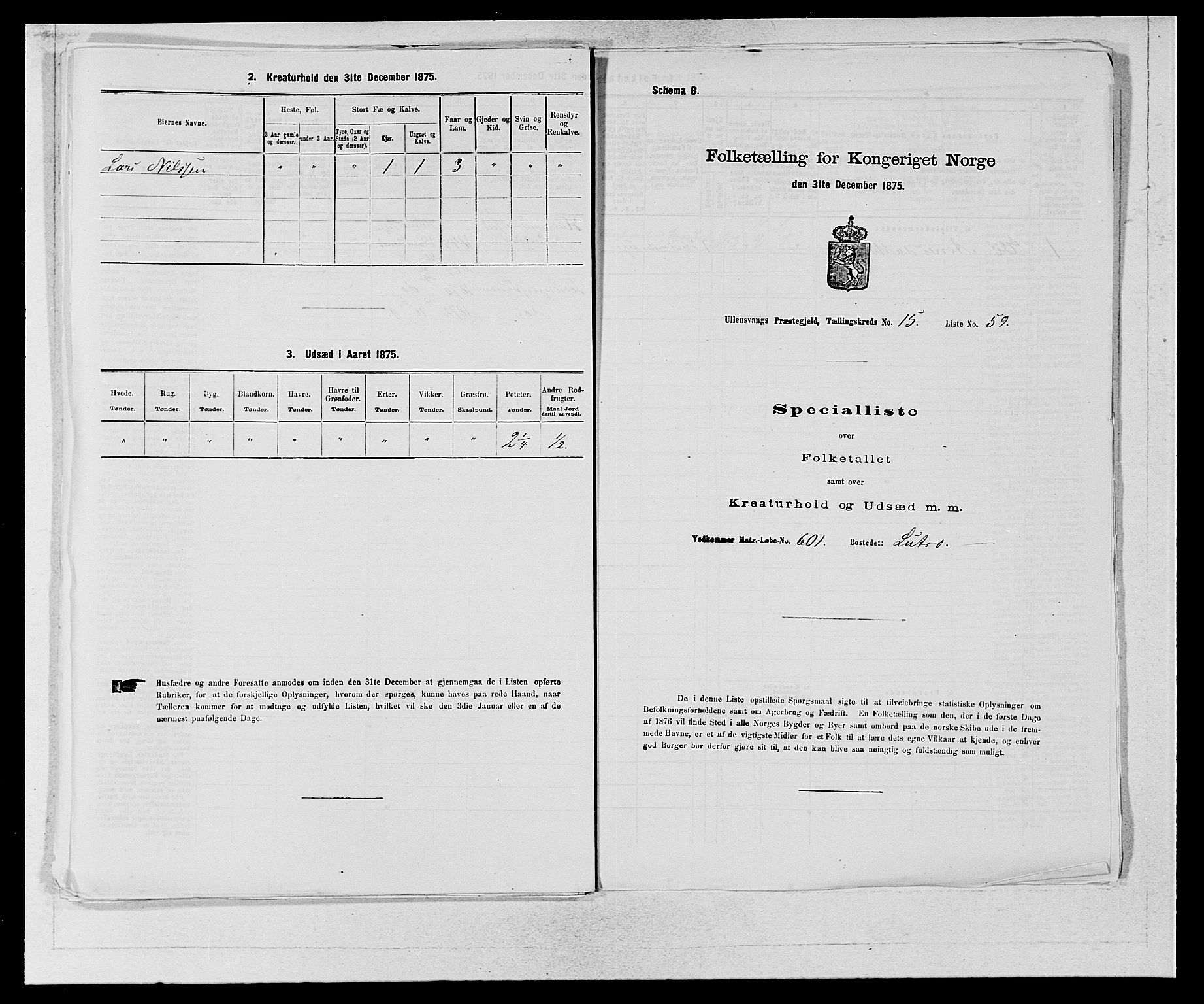 SAB, Folketelling 1875 for 1230P Ullensvang prestegjeld, 1875, s. 1580