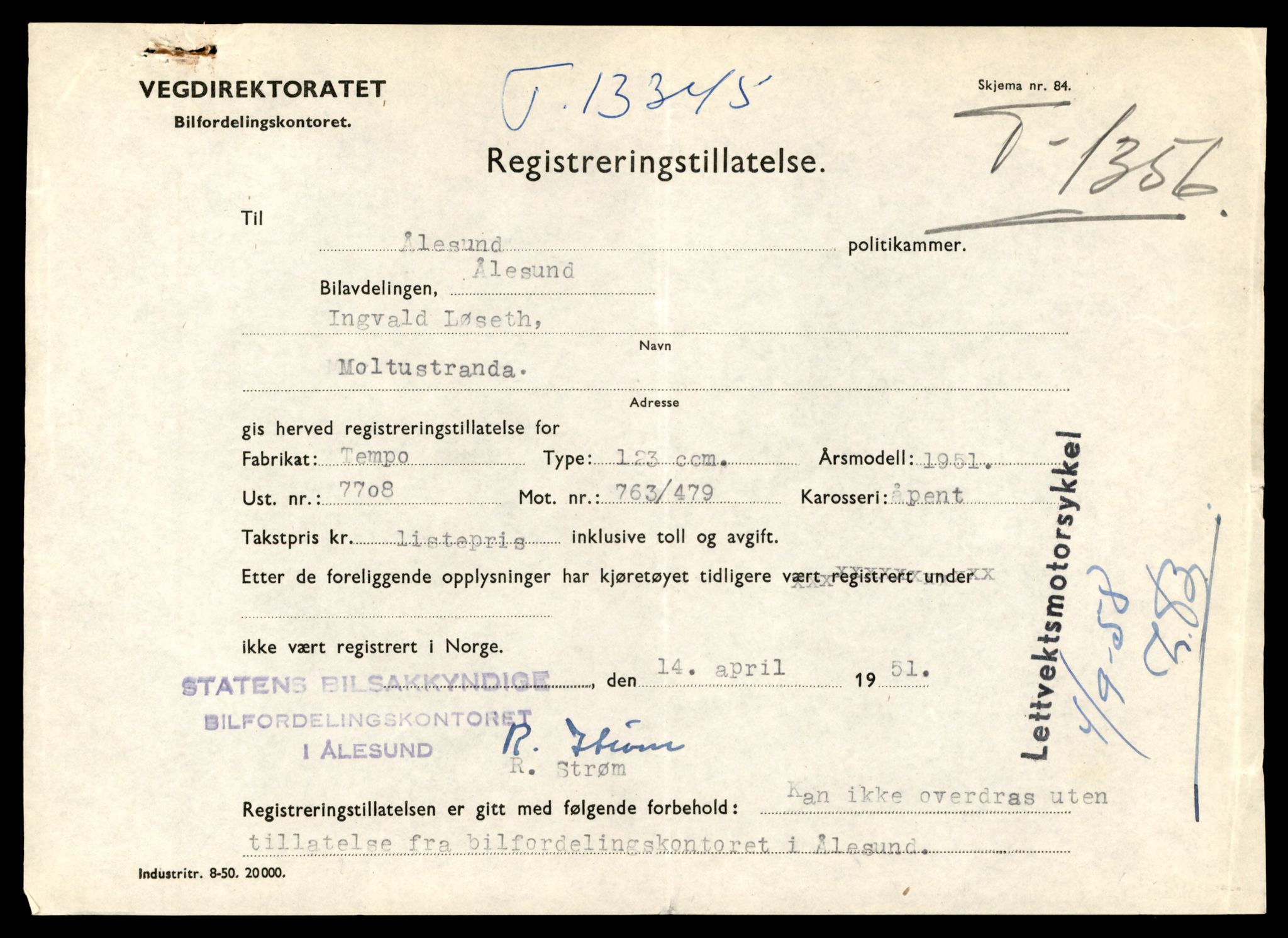 Møre og Romsdal vegkontor - Ålesund trafikkstasjon, AV/SAT-A-4099/F/Fe/L0038: Registreringskort for kjøretøy T 13180 - T 13360, 1927-1998, s. 2771