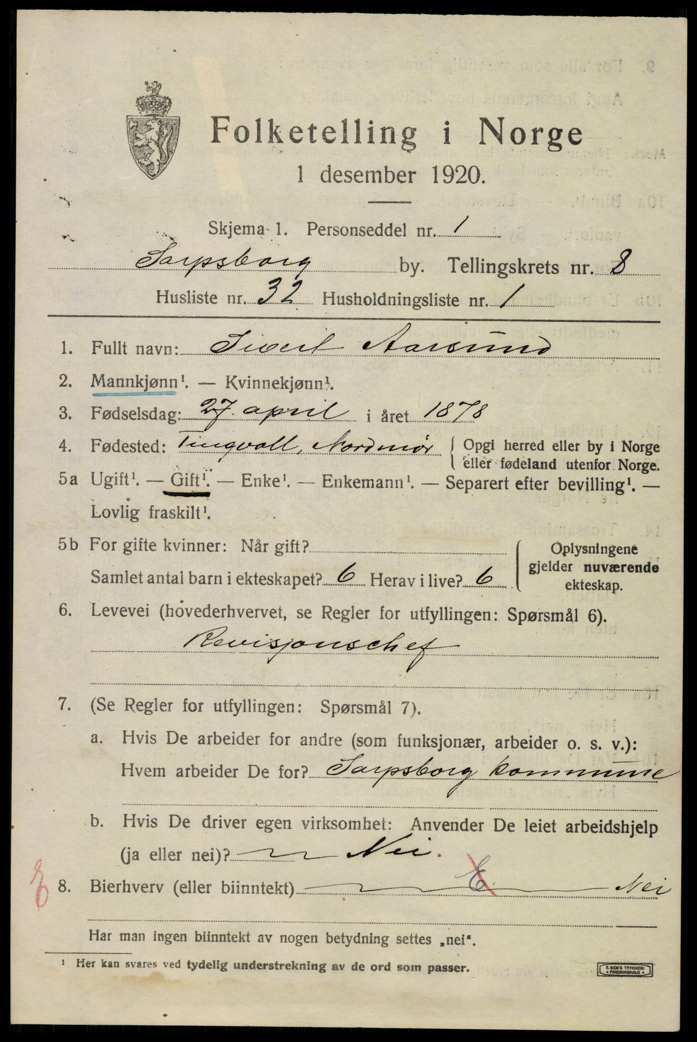 SAO, Folketelling 1920 for 0102 Sarpsborg kjøpstad, 1920, s. 17758