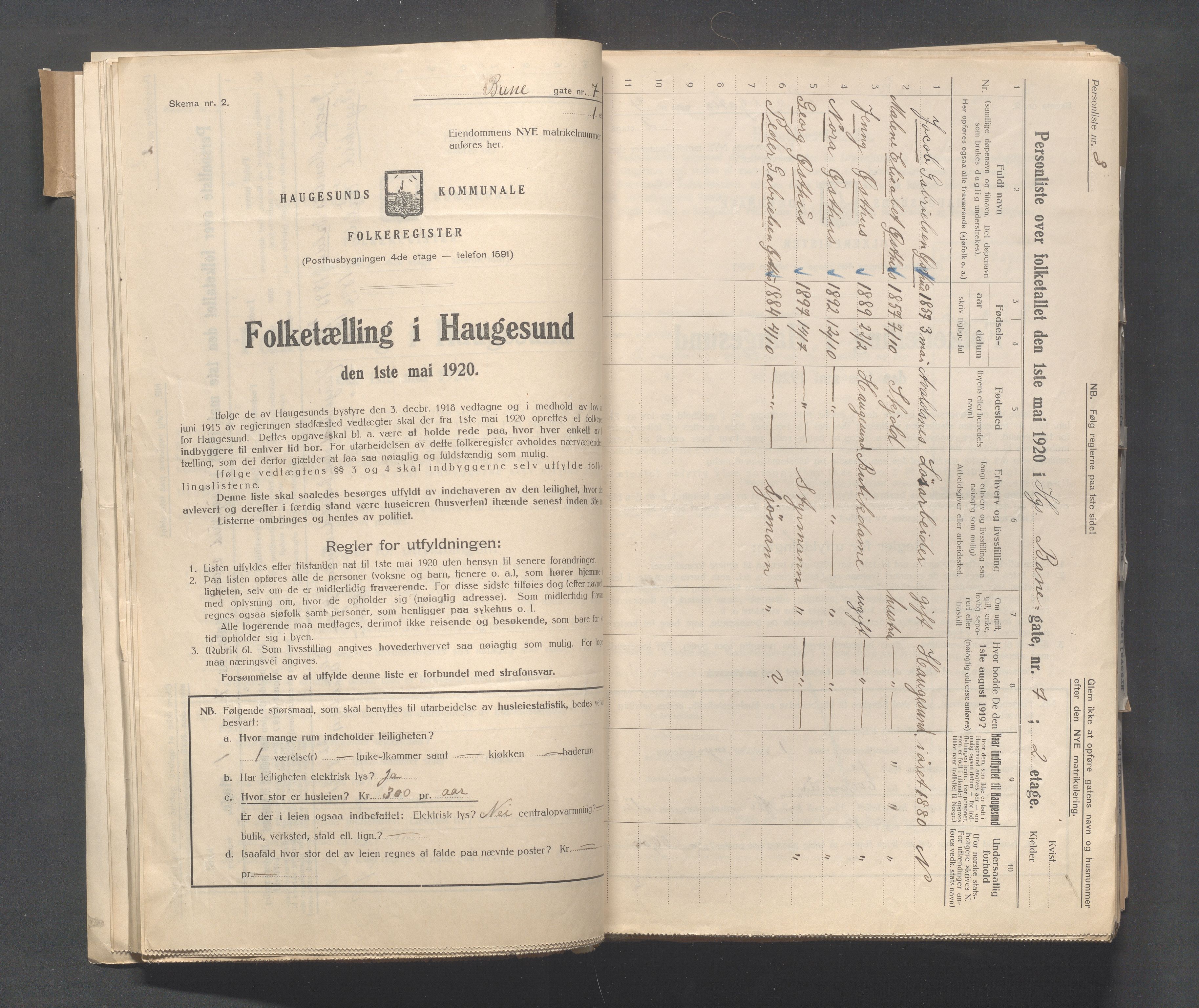 IKAR, Kommunal folketelling 1.5.1920 for Haugesund, 1920, s. 105