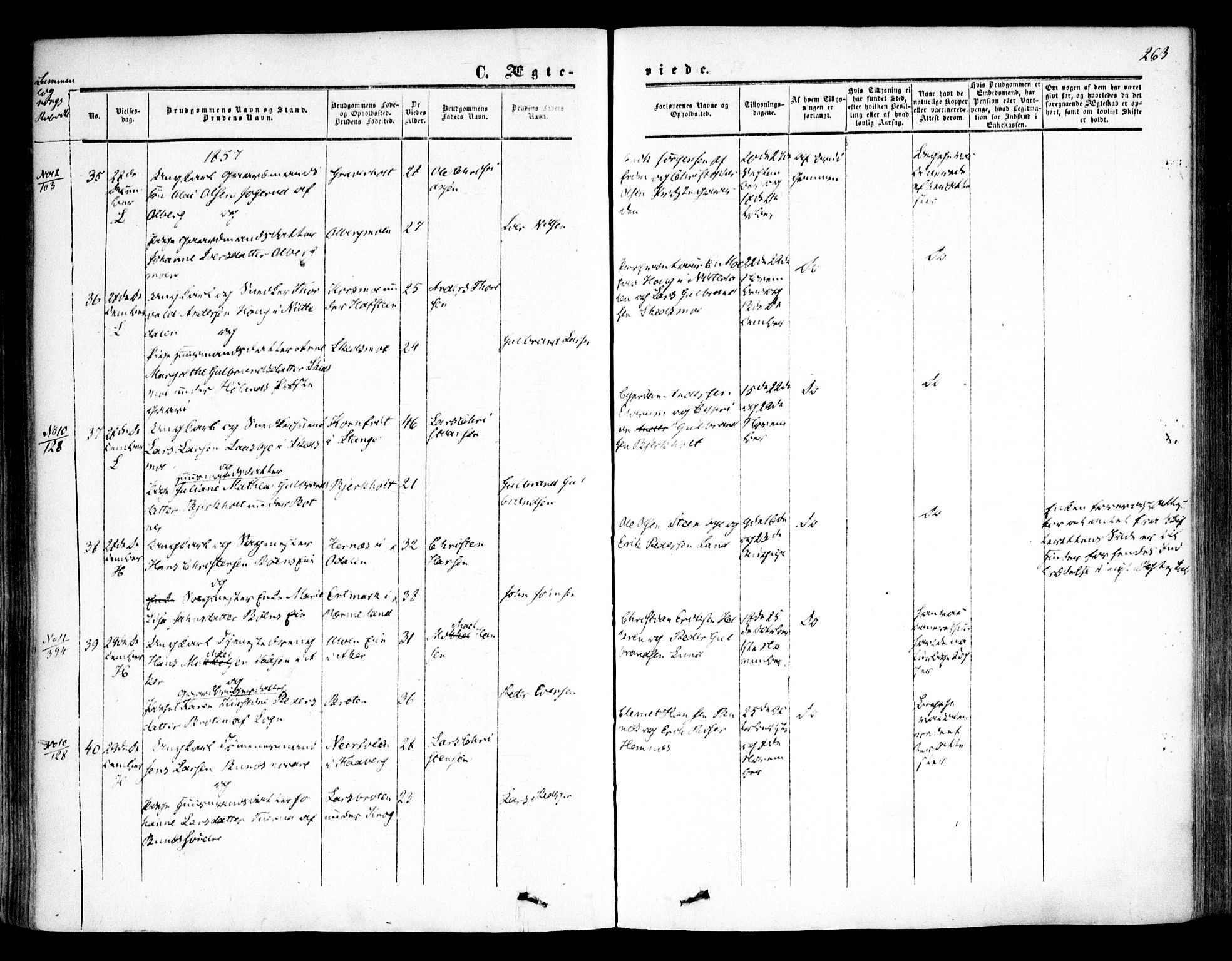 Høland prestekontor Kirkebøker, AV/SAO-A-10346a/F/Fa/L0010: Ministerialbok nr. I 10, 1854-1861, s. 263