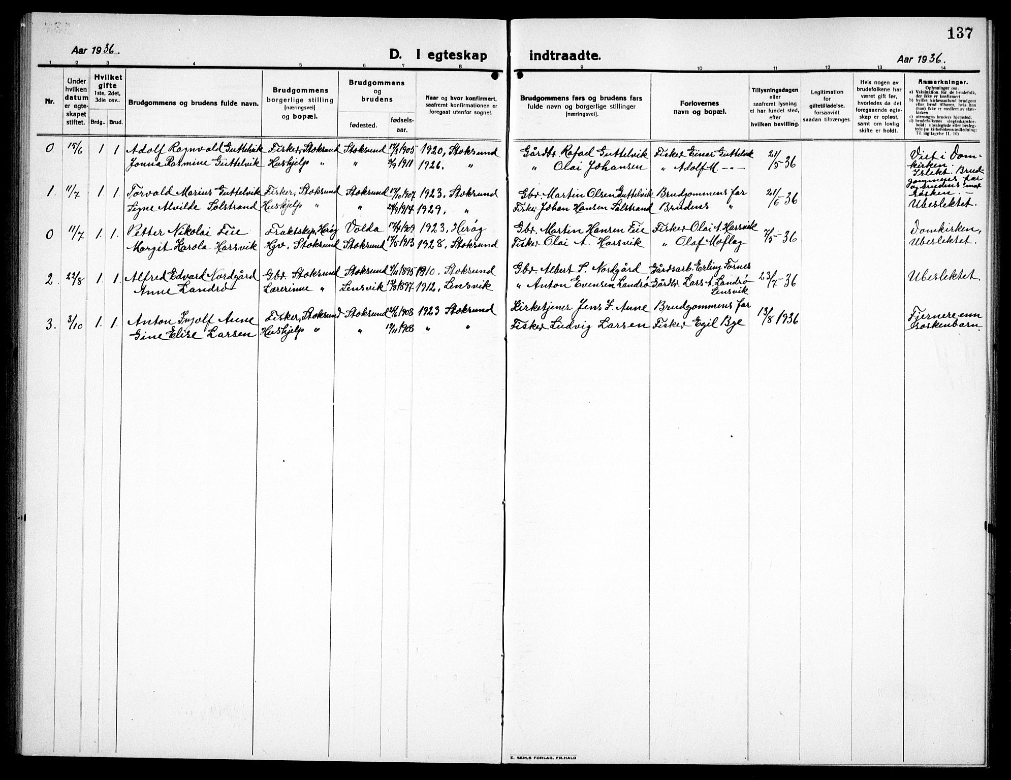 Ministerialprotokoller, klokkerbøker og fødselsregistre - Sør-Trøndelag, AV/SAT-A-1456/656/L0696: Klokkerbok nr. 656C02, 1921-1937, s. 137