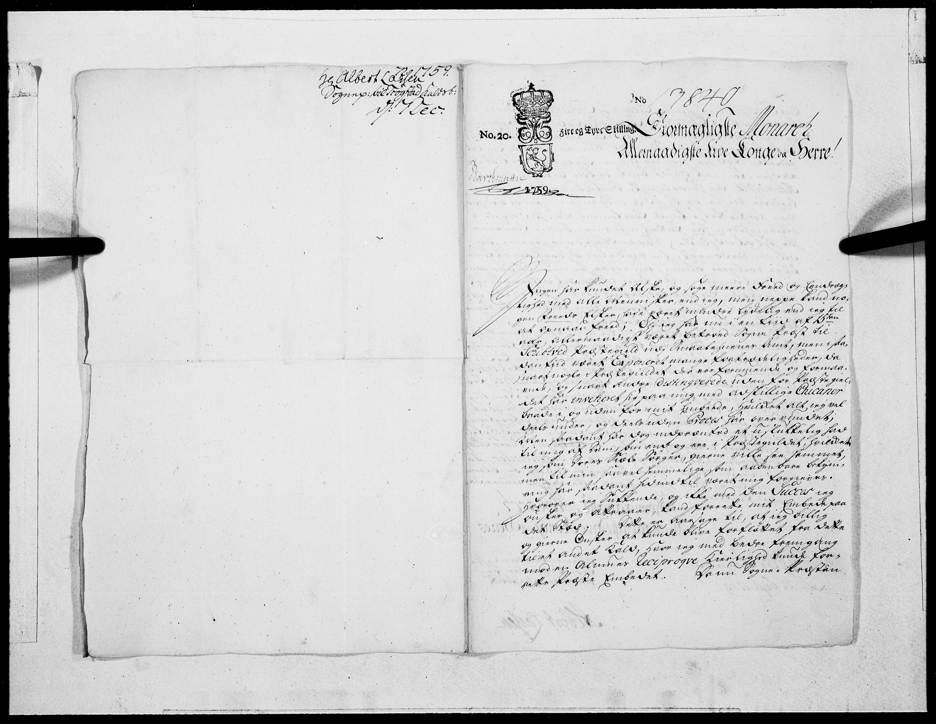 Danske Kanselli 1572-1799, RA/EA-3023/F/Fc/Fcc/Fcca/L0178: Norske innlegg 1572-1799, 1759, s. 394