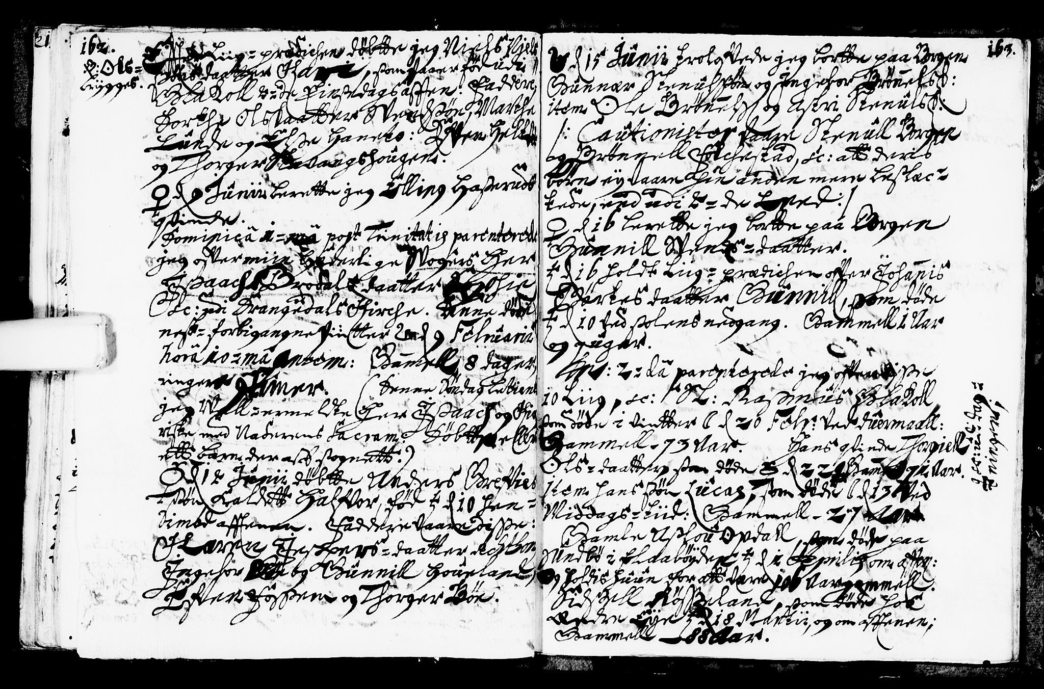 Bø kirkebøker, SAKO/A-257/F/Fa/L0001: Ministerialbok nr. 1, 1689-1699, s. 162-163
