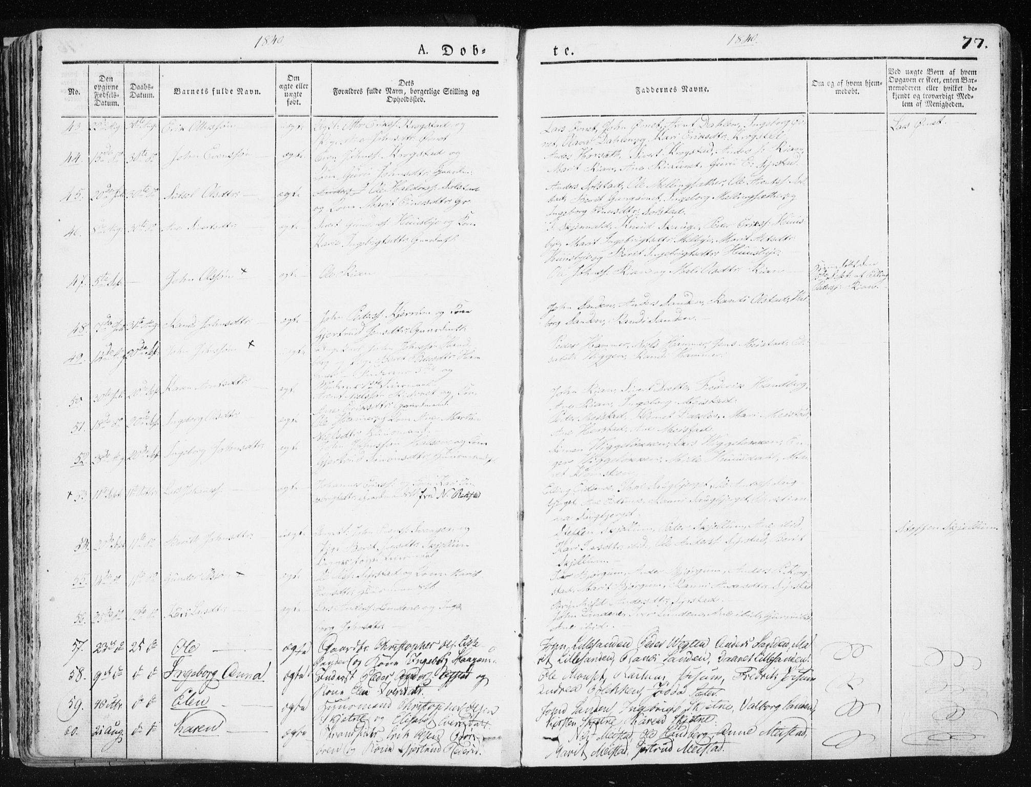 Ministerialprotokoller, klokkerbøker og fødselsregistre - Sør-Trøndelag, SAT/A-1456/665/L0771: Ministerialbok nr. 665A06, 1830-1856, s. 77