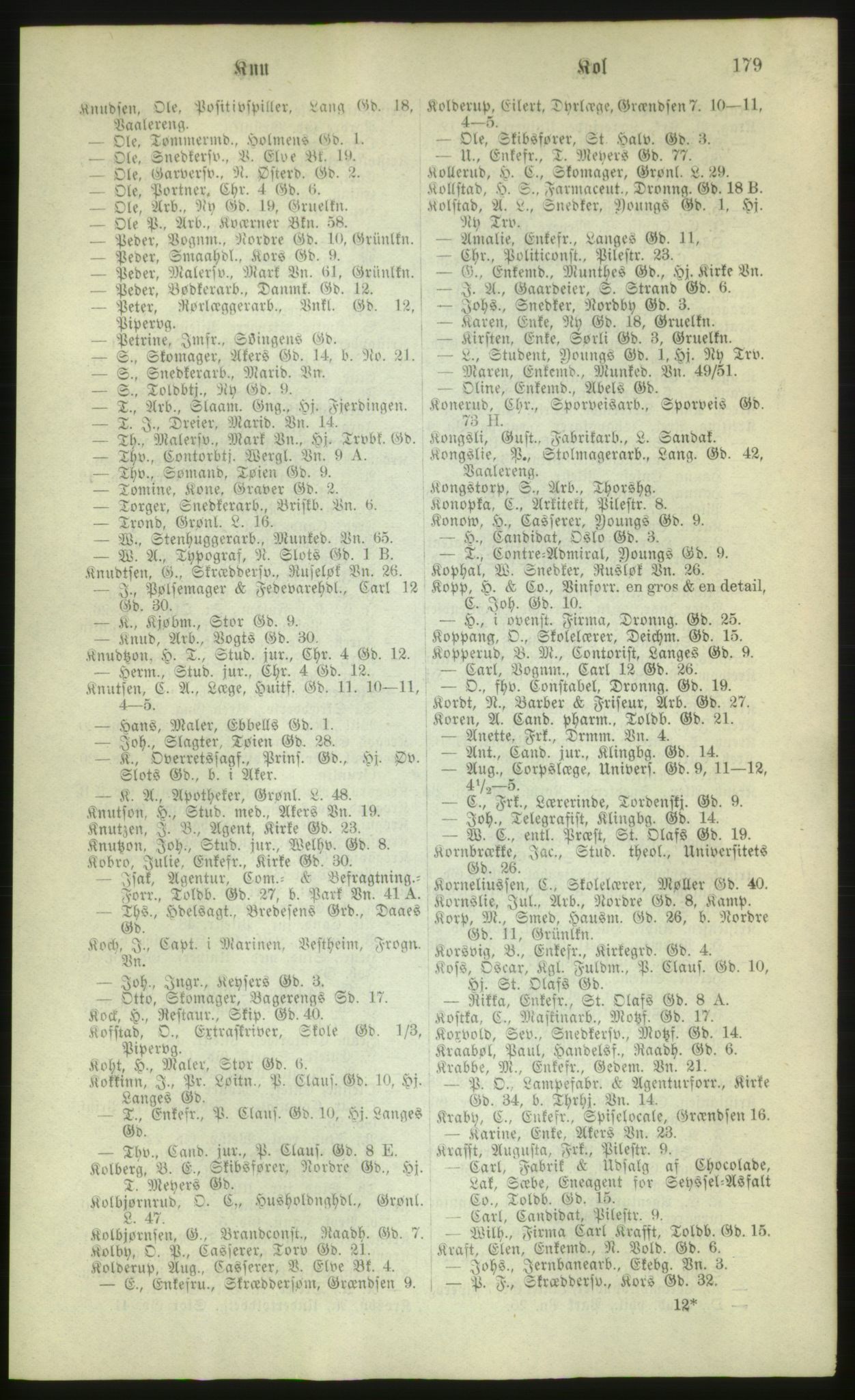 Kristiania/Oslo adressebok, PUBL/-, 1880, s. 179