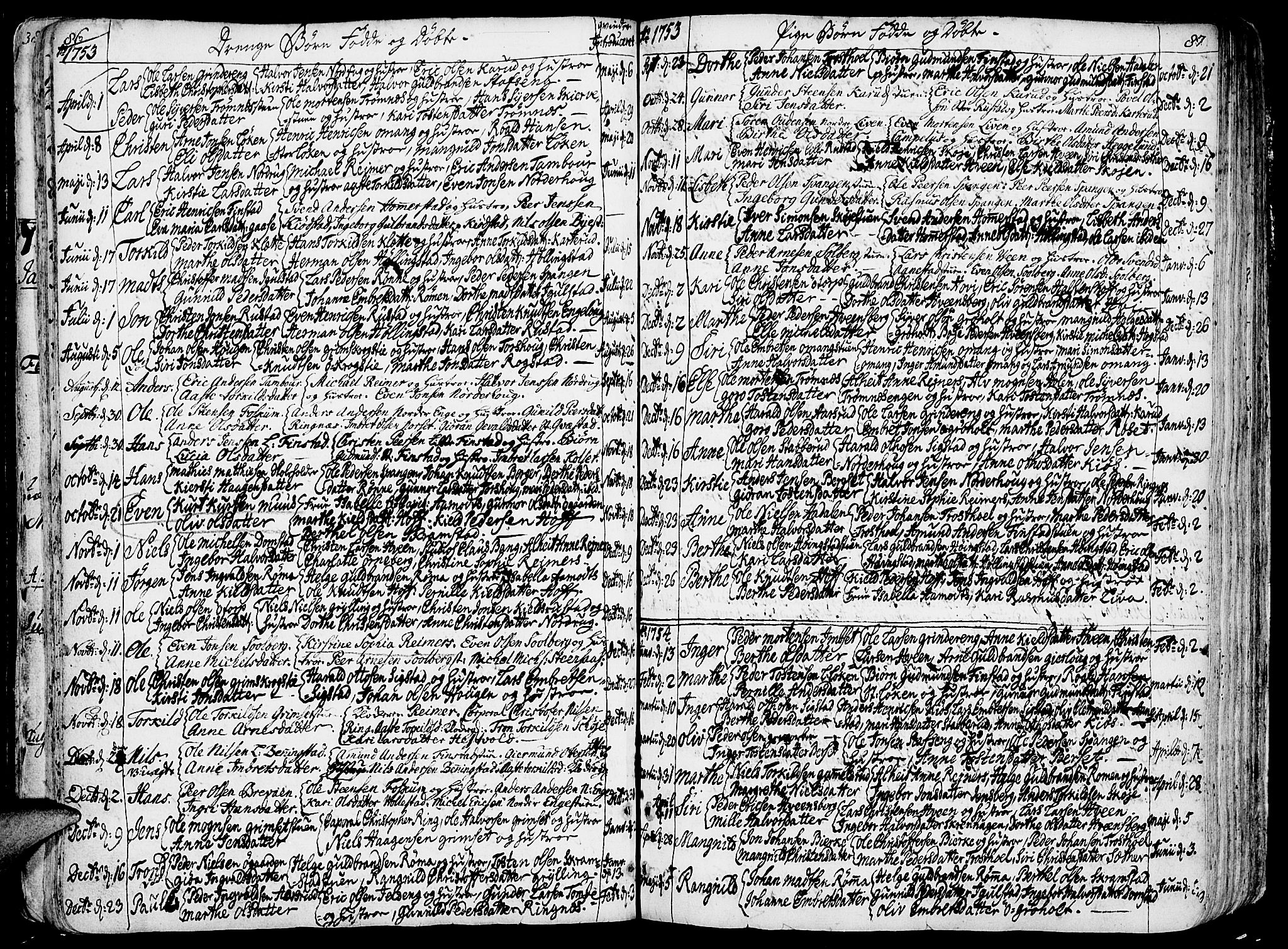 Løten prestekontor, AV/SAH-PREST-022/K/Ka/L0002: Ministerialbok nr. 2, 1731-1772, s. 86-87