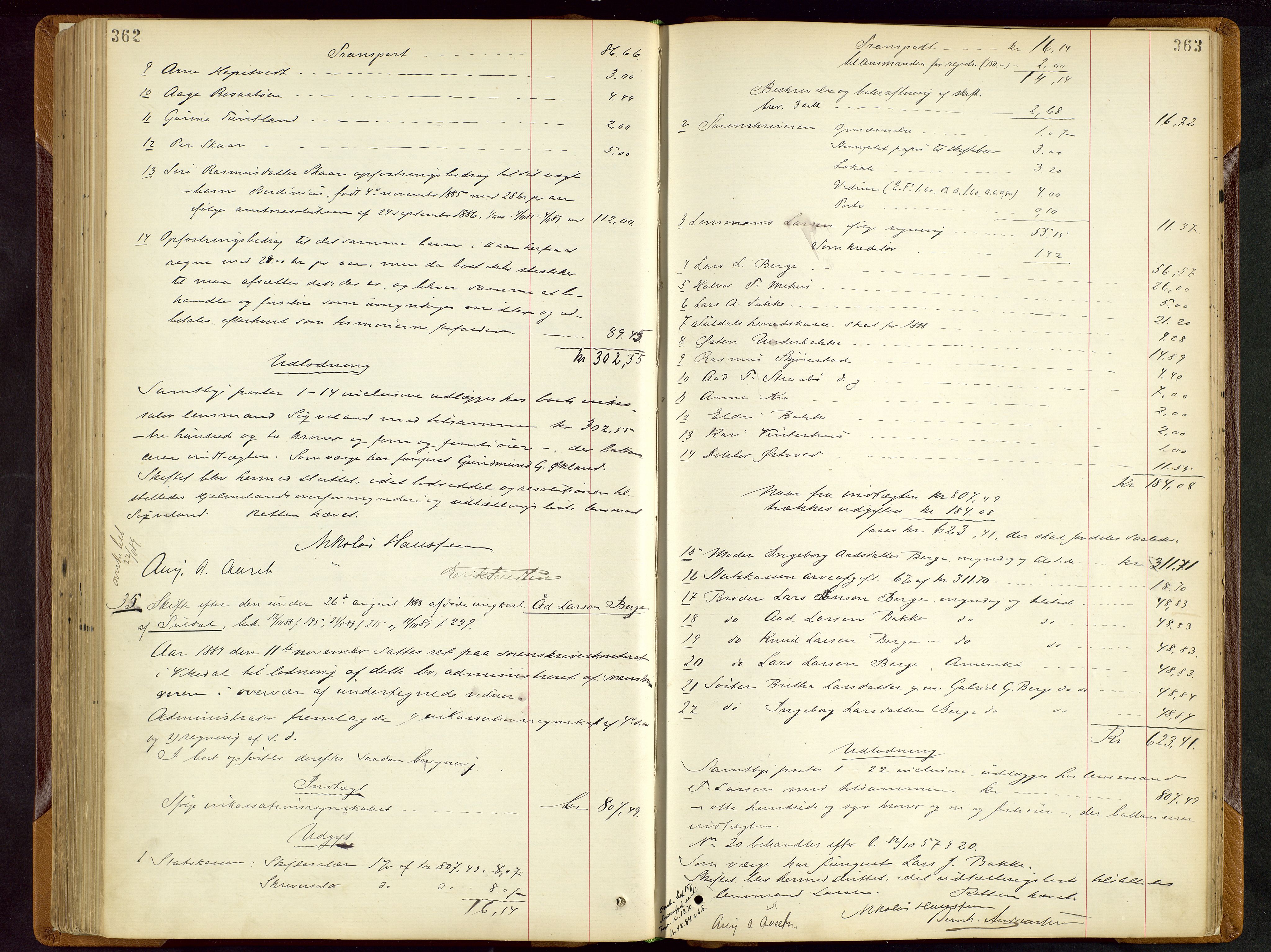 Ryfylke tingrett, AV/SAST-A-100055/001/IV/IVD/L0028: Skifteprotokoll, register i protokollen, 1885-1893, s. 362-363