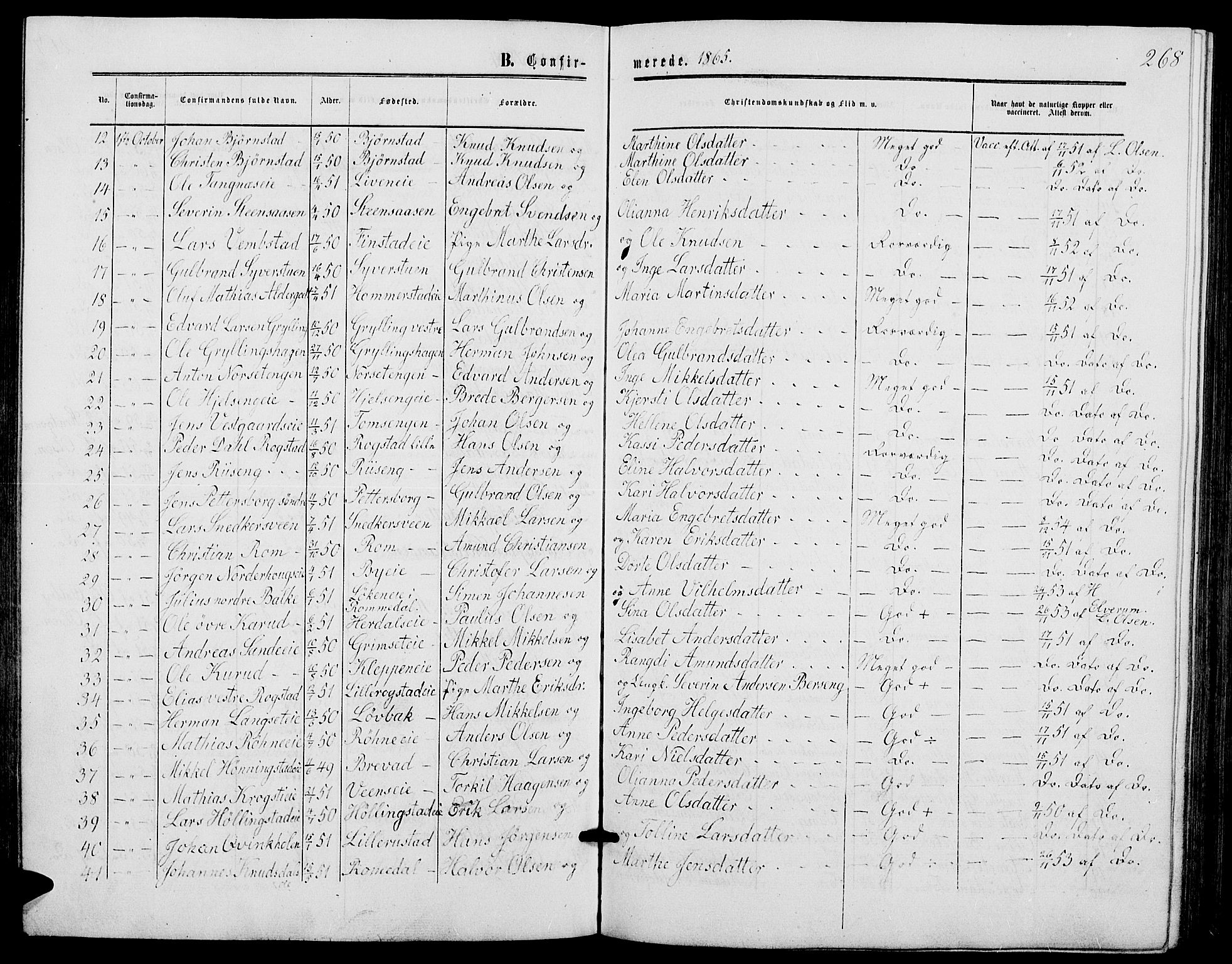 Løten prestekontor, AV/SAH-PREST-022/L/La/L0004: Klokkerbok nr. 4, 1863-1877, s. 268