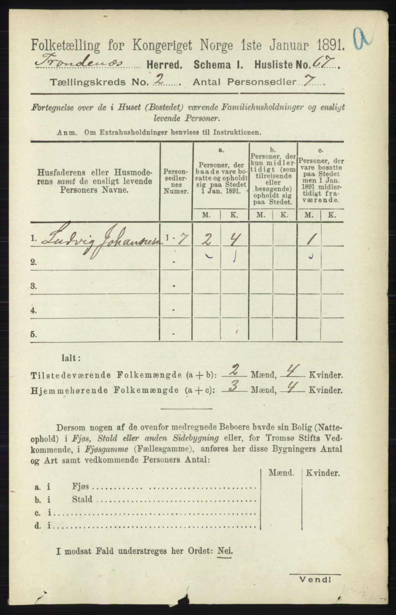 RA, Folketelling 1891 for 1914 Trondenes herred, 1891, s. 645