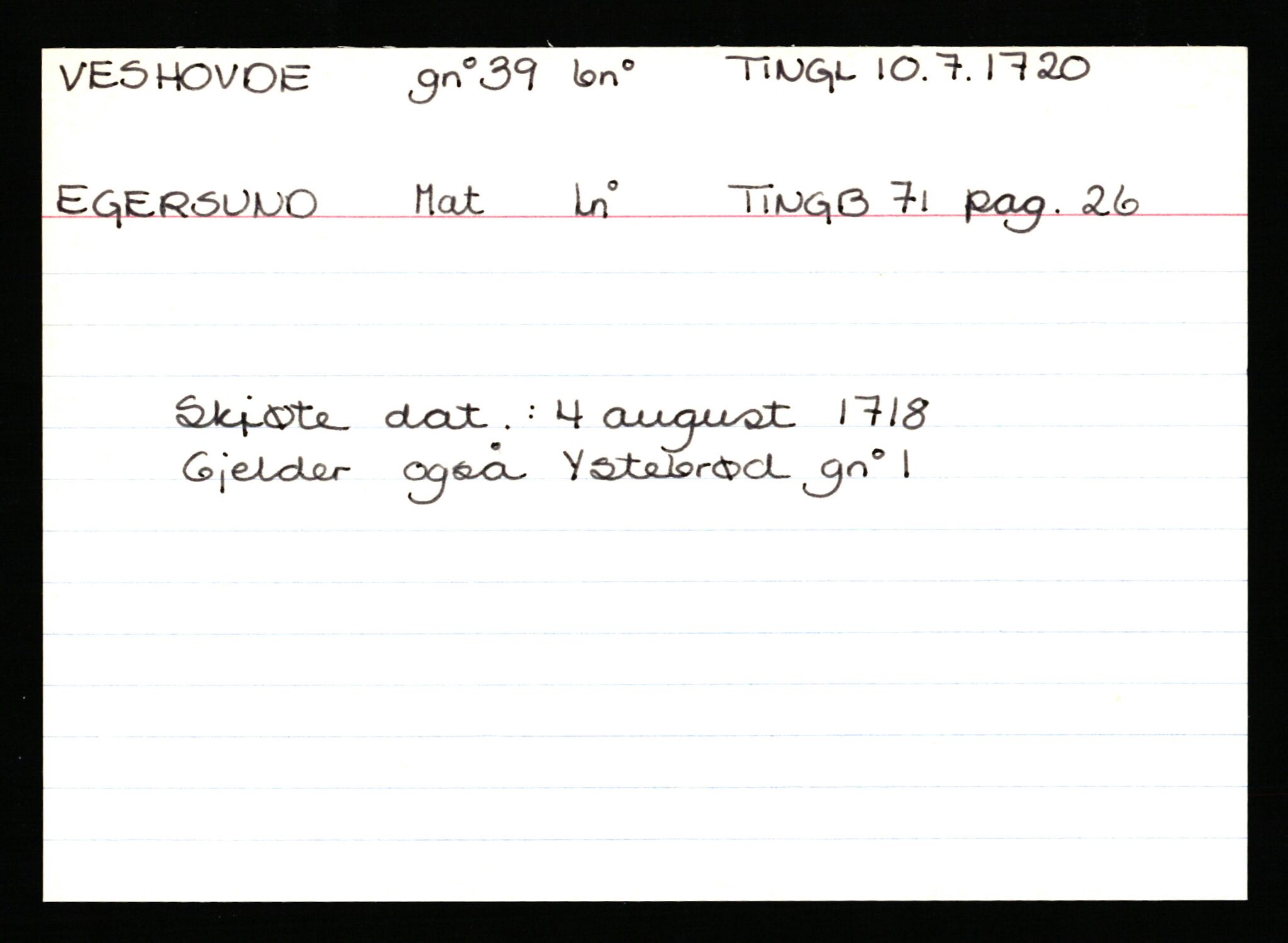 Statsarkivet i Stavanger, AV/SAST-A-101971/03/Y/Ym/L0066: Åstedskort sortert etter gårdsnavn: Veshovde - Vik, 1600-1950, s. 4
