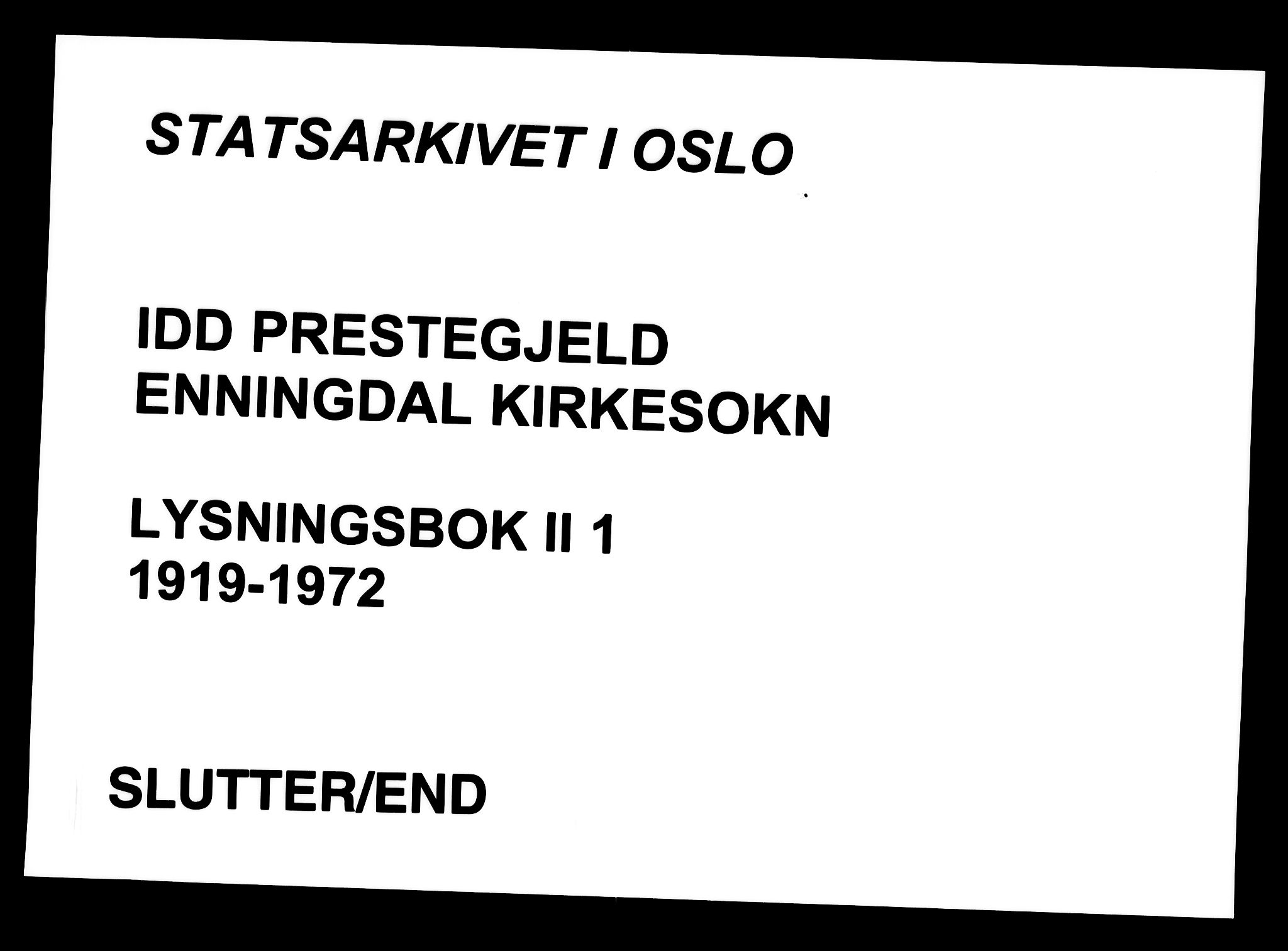 Idd prestekontor Kirkebøker, AV/SAO-A-10911/H/Hb/L0001: Lysningsprotokoll nr. II 1, 1919-1972