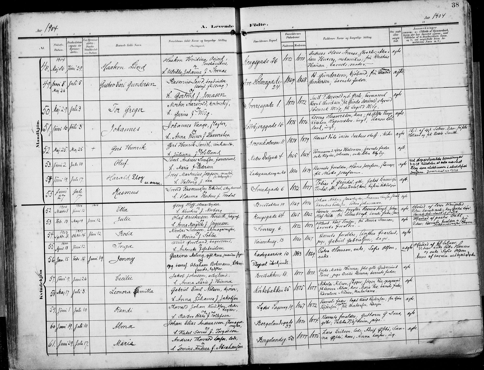 St. Petri sokneprestkontor, AV/SAST-A-101813/002/A/L0005: Ministerialbok nr. A 23, 1902-1918, s. 38