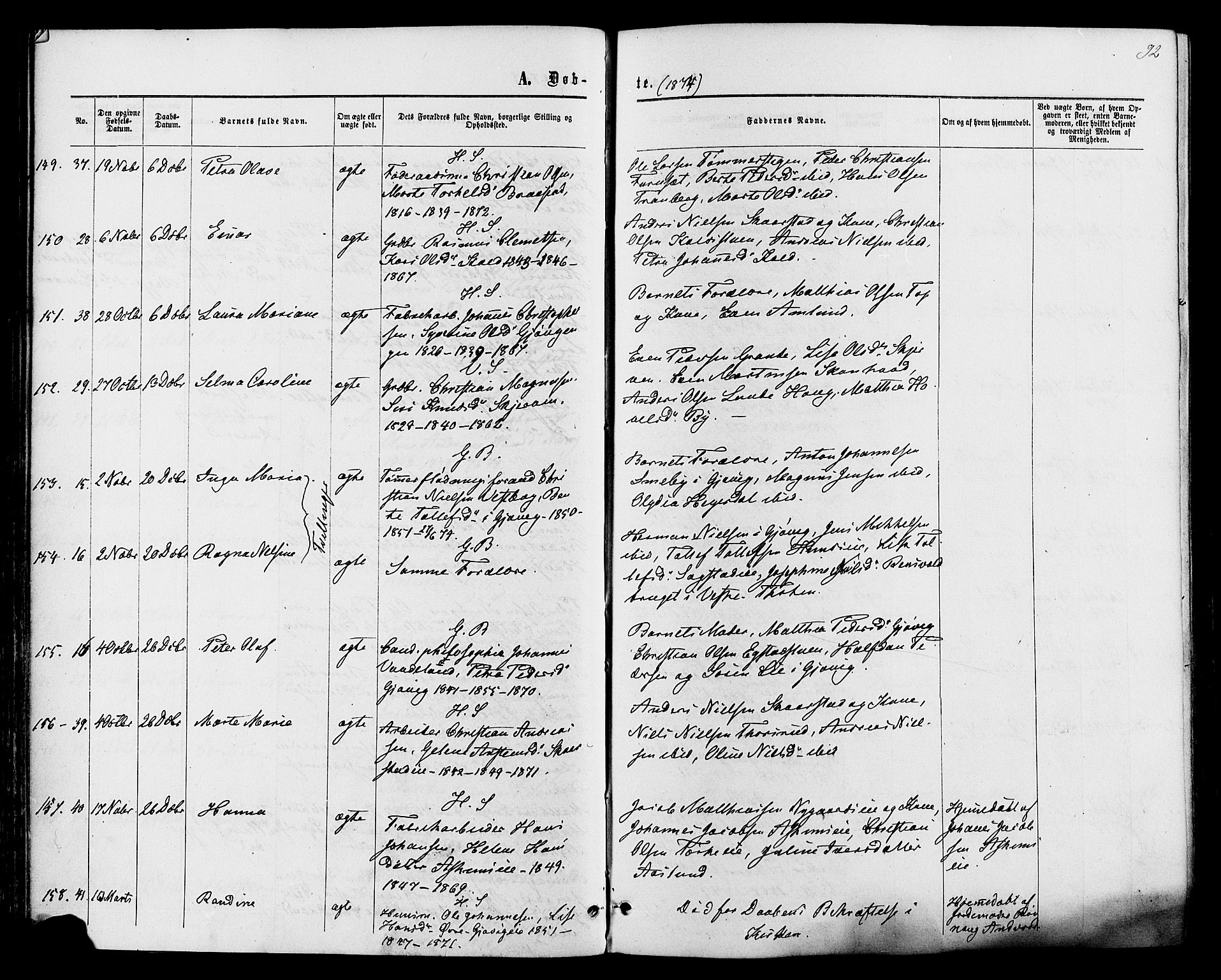 Vardal prestekontor, AV/SAH-PREST-100/H/Ha/Haa/L0007: Ministerialbok nr. 7, 1867-1878, s. 92