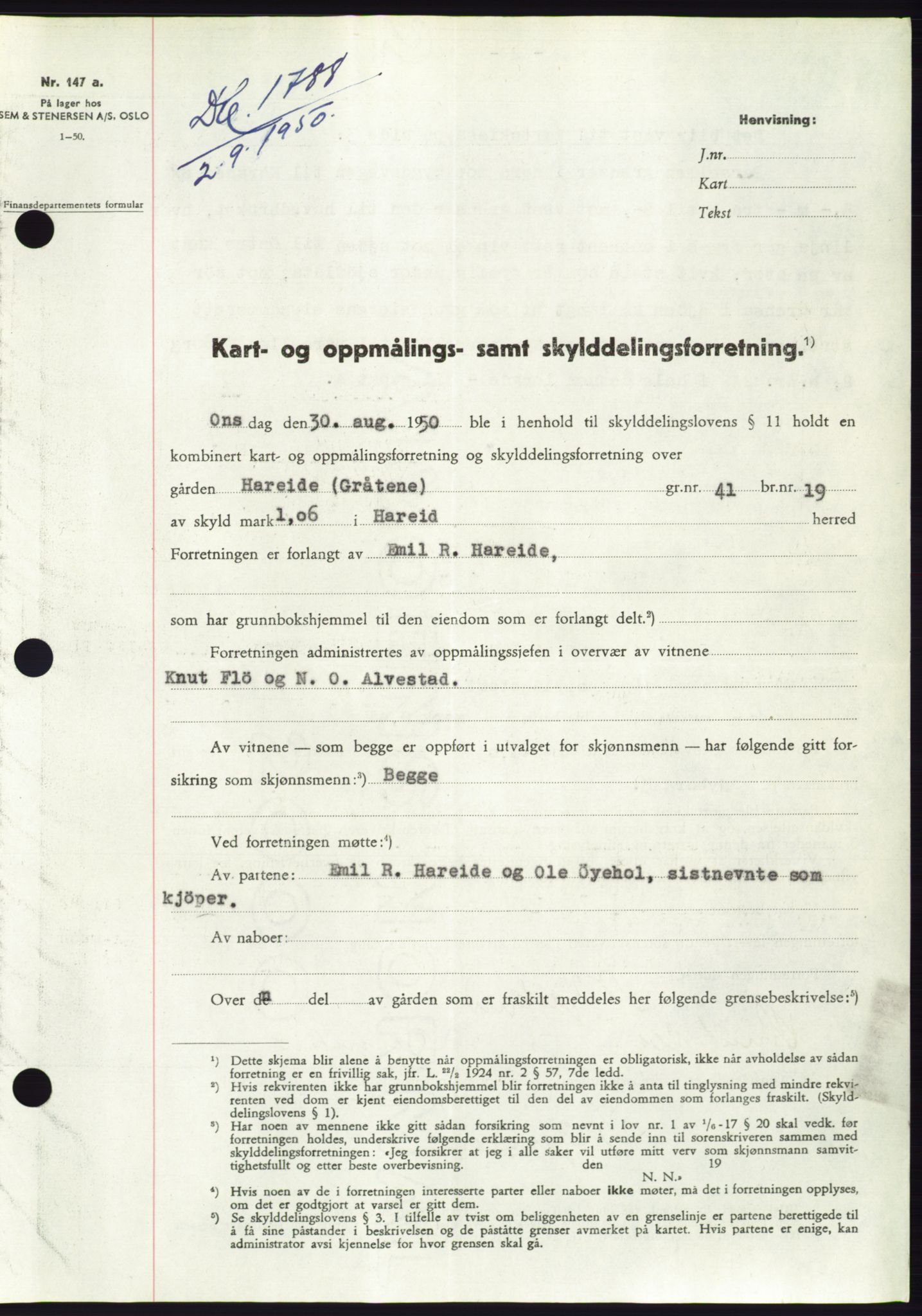 Søre Sunnmøre sorenskriveri, SAT/A-4122/1/2/2C/L0087: Pantebok nr. 13A, 1950-1950, Dagboknr: 1788/1950