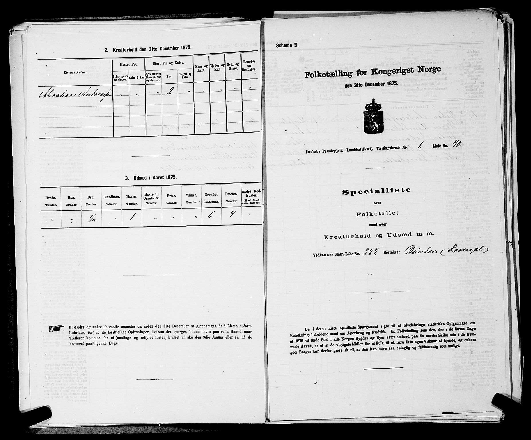 RA, Folketelling 1875 for 0215L Drøbak prestegjeld, Frogn sokn, 1875, s. 46