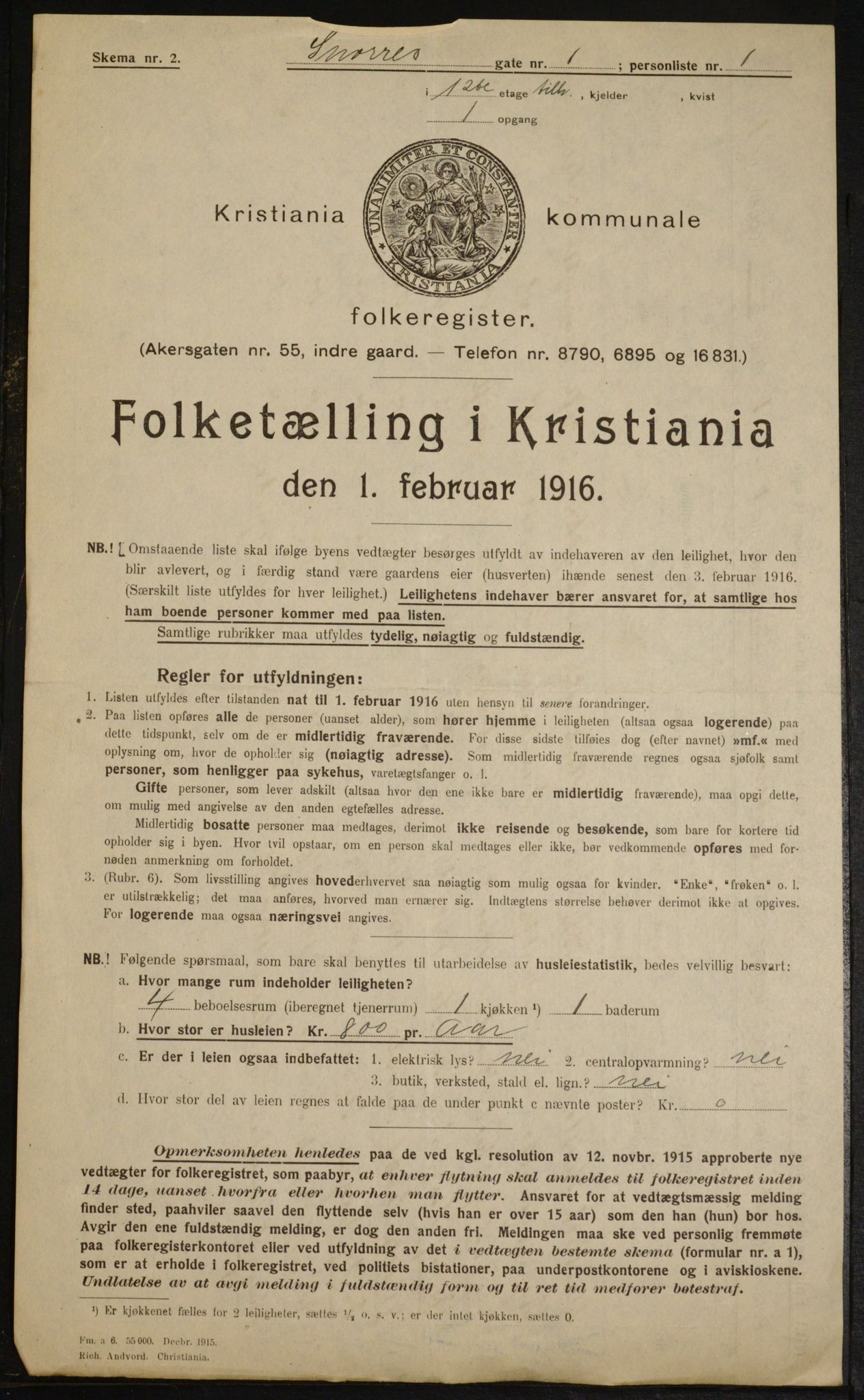 OBA, Kommunal folketelling 1.2.1916 for Kristiania, 1916, s. 100587