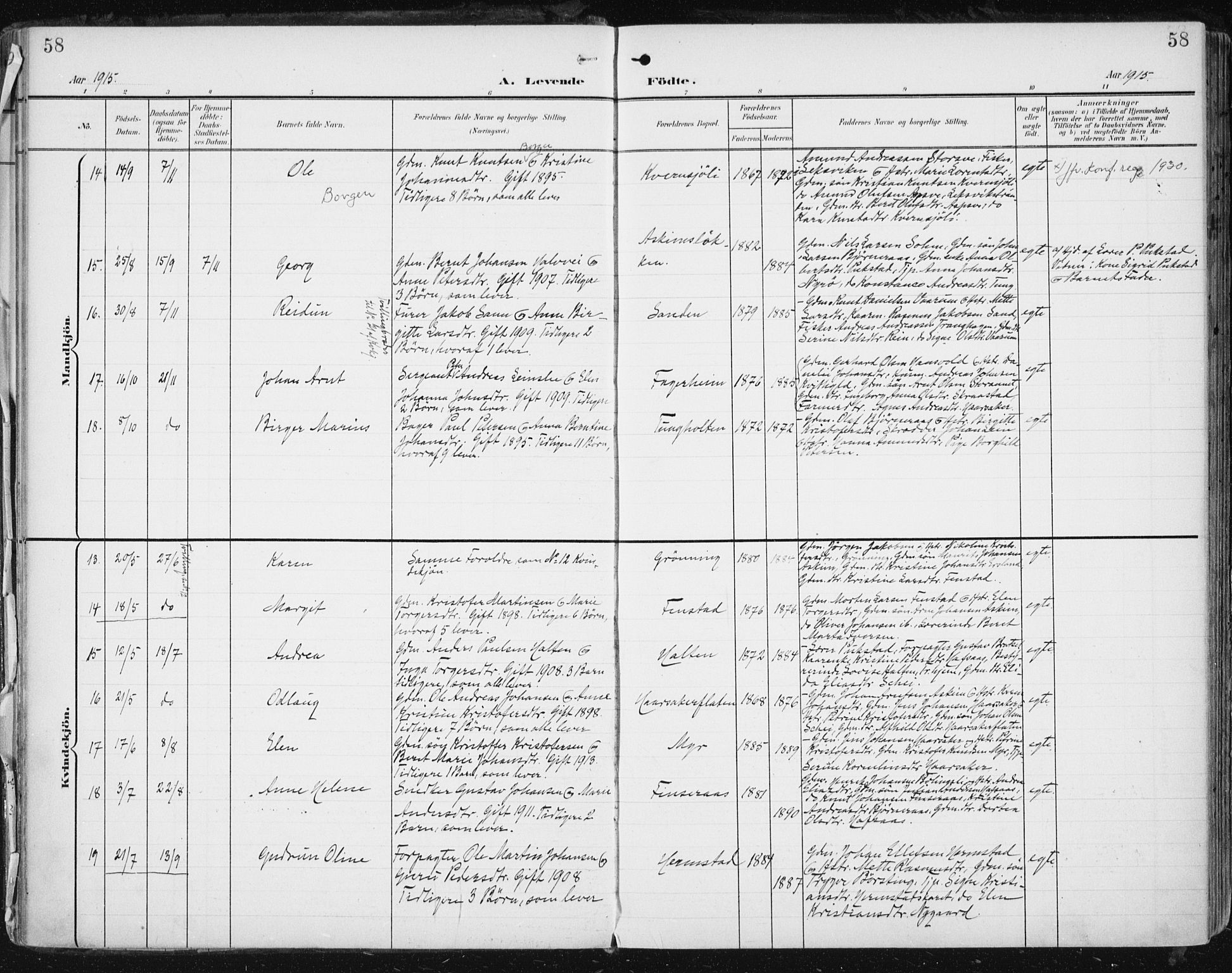 Ministerialprotokoller, klokkerbøker og fødselsregistre - Sør-Trøndelag, AV/SAT-A-1456/646/L0616: Ministerialbok nr. 646A14, 1900-1918, s. 58