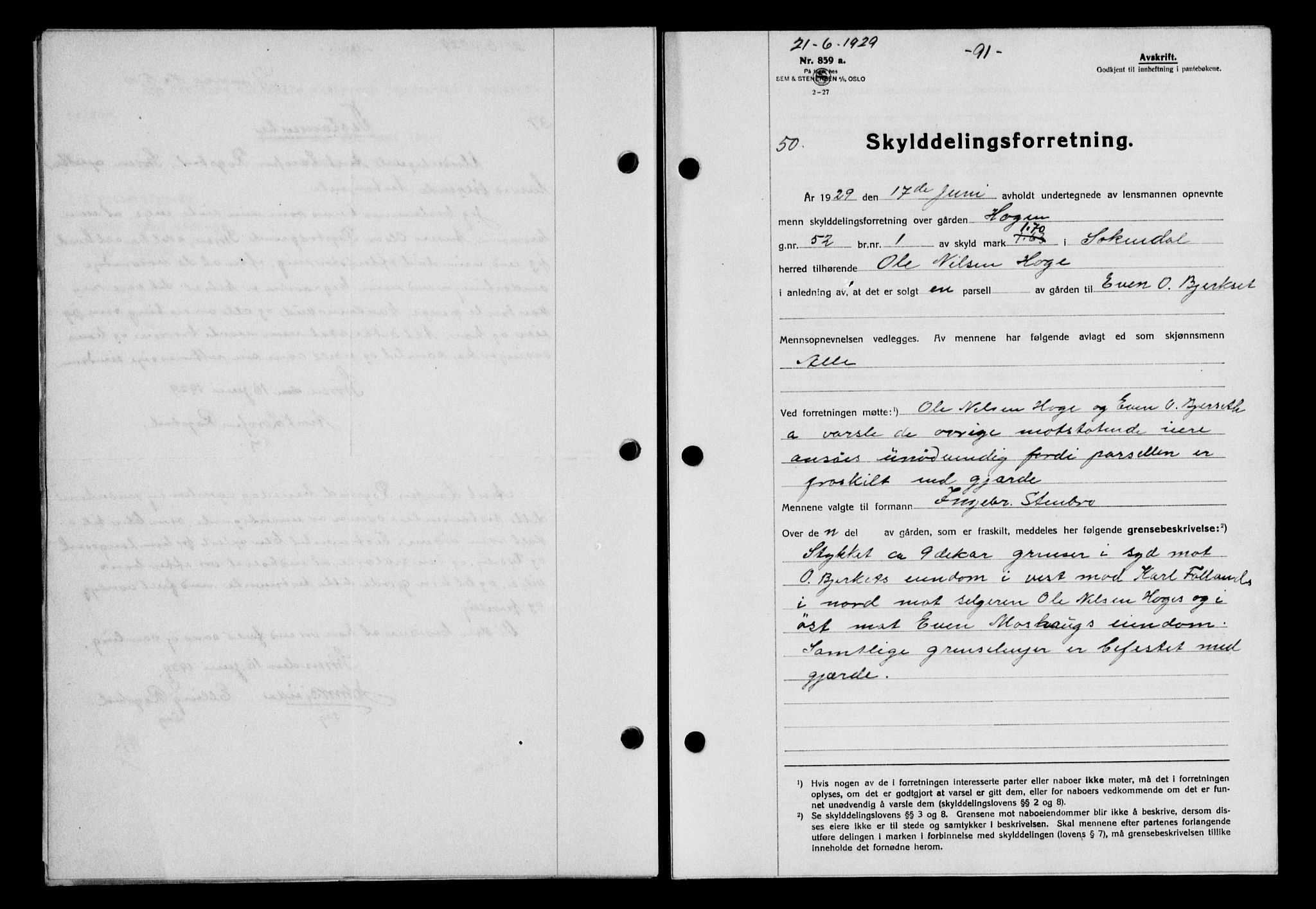 Gauldal sorenskriveri, AV/SAT-A-0014/1/2/2C/L0038: Pantebok nr. 39, 1929-1930, Tingl.dato: 21.06.1929