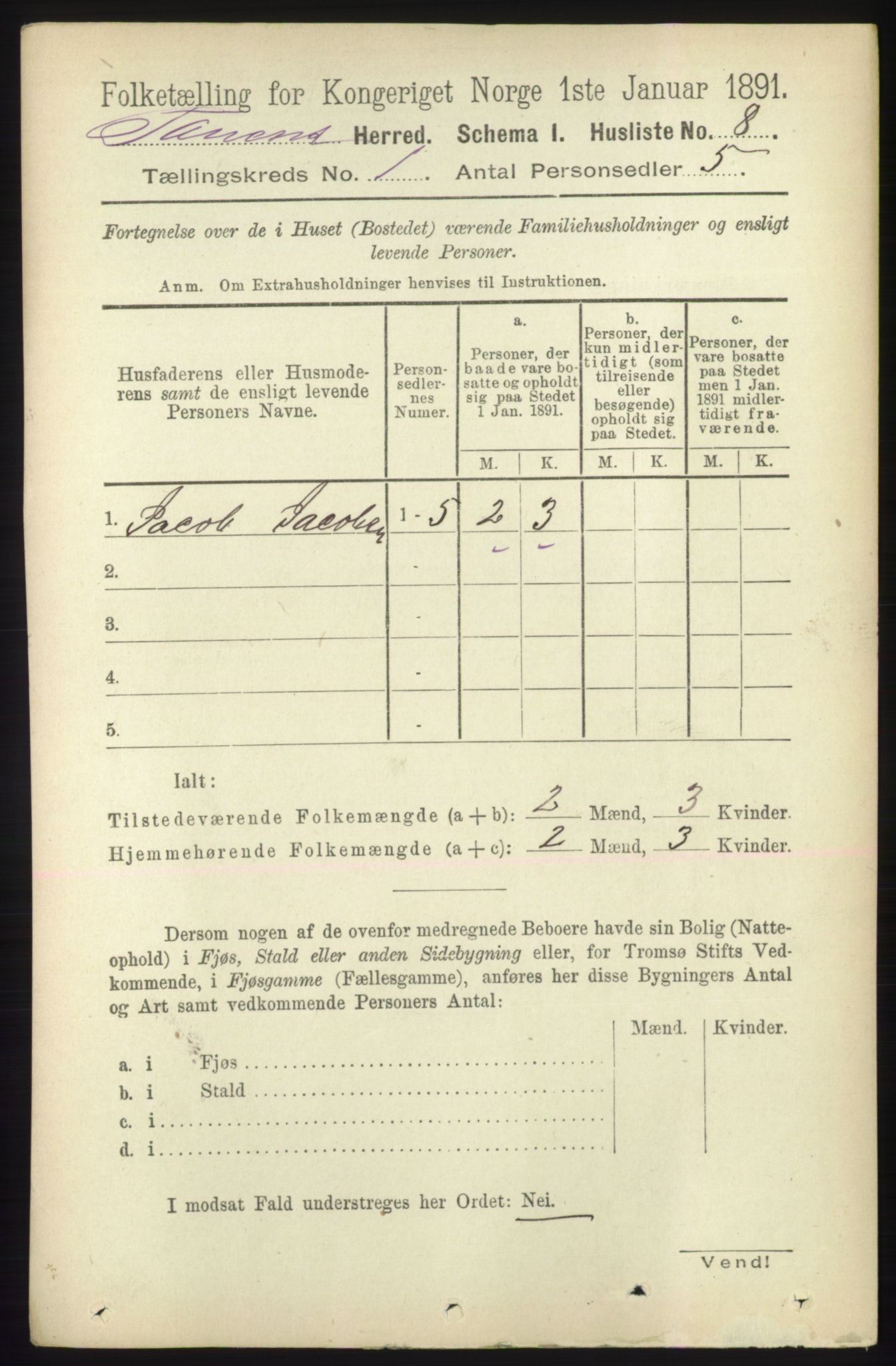 RA, Folketelling 1891 for 2025 Tana herred, 1891, s. 32