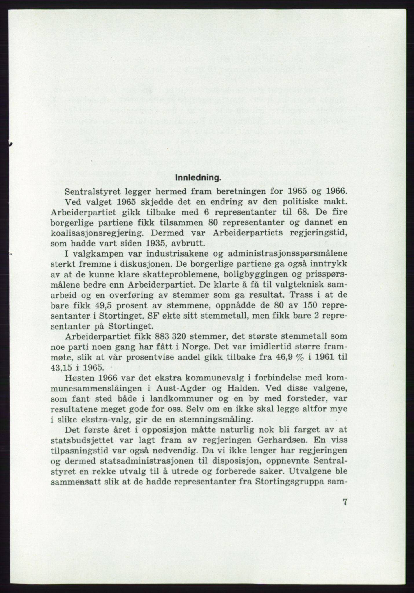 Det norske Arbeiderparti - publikasjoner, AAB/-/-/-: Beretning 1965-1966, 1965-1966, s. 7