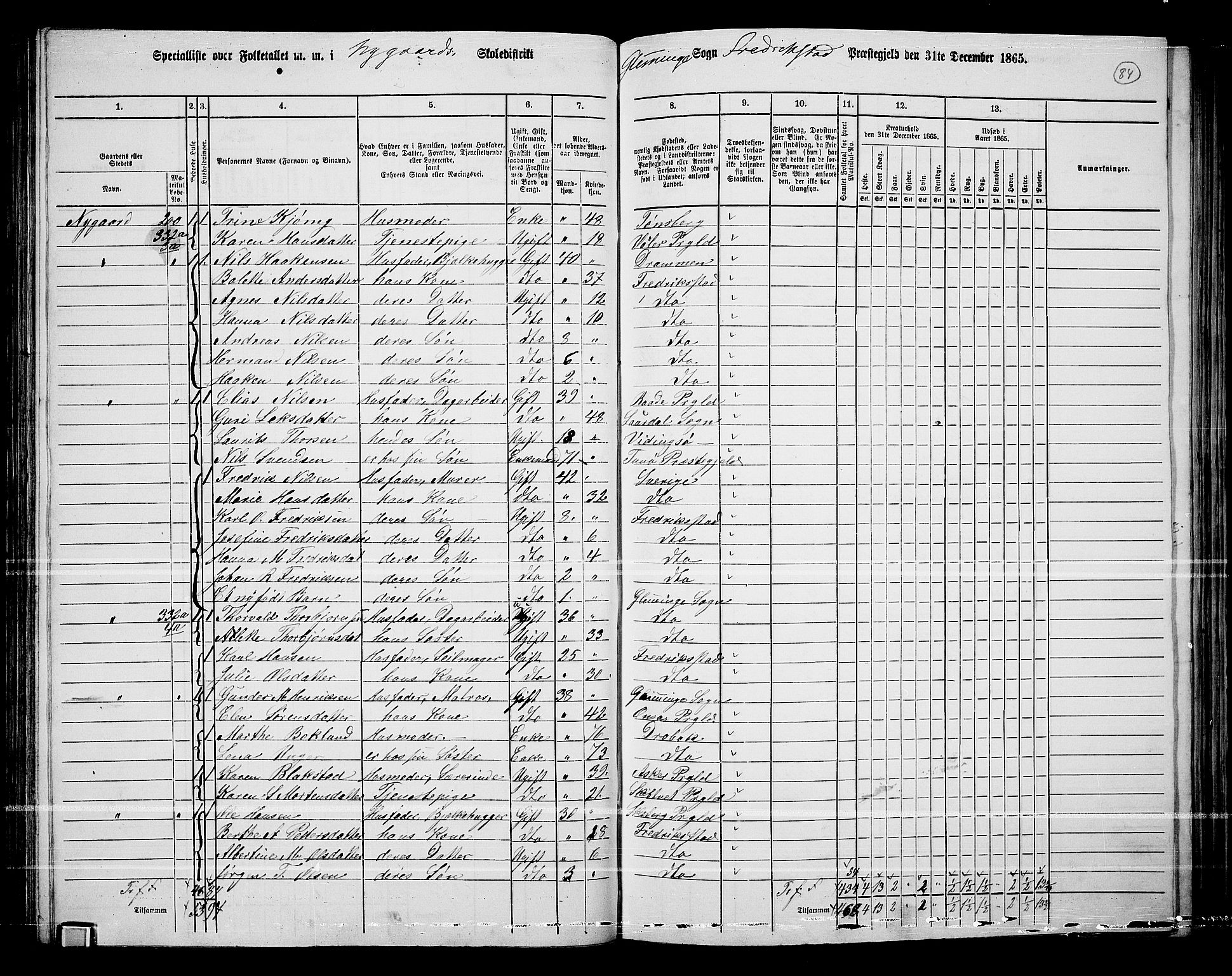 RA, Folketelling 1865 for 0132L Fredrikstad prestegjeld, Glemmen sokn, 1865, s. 80