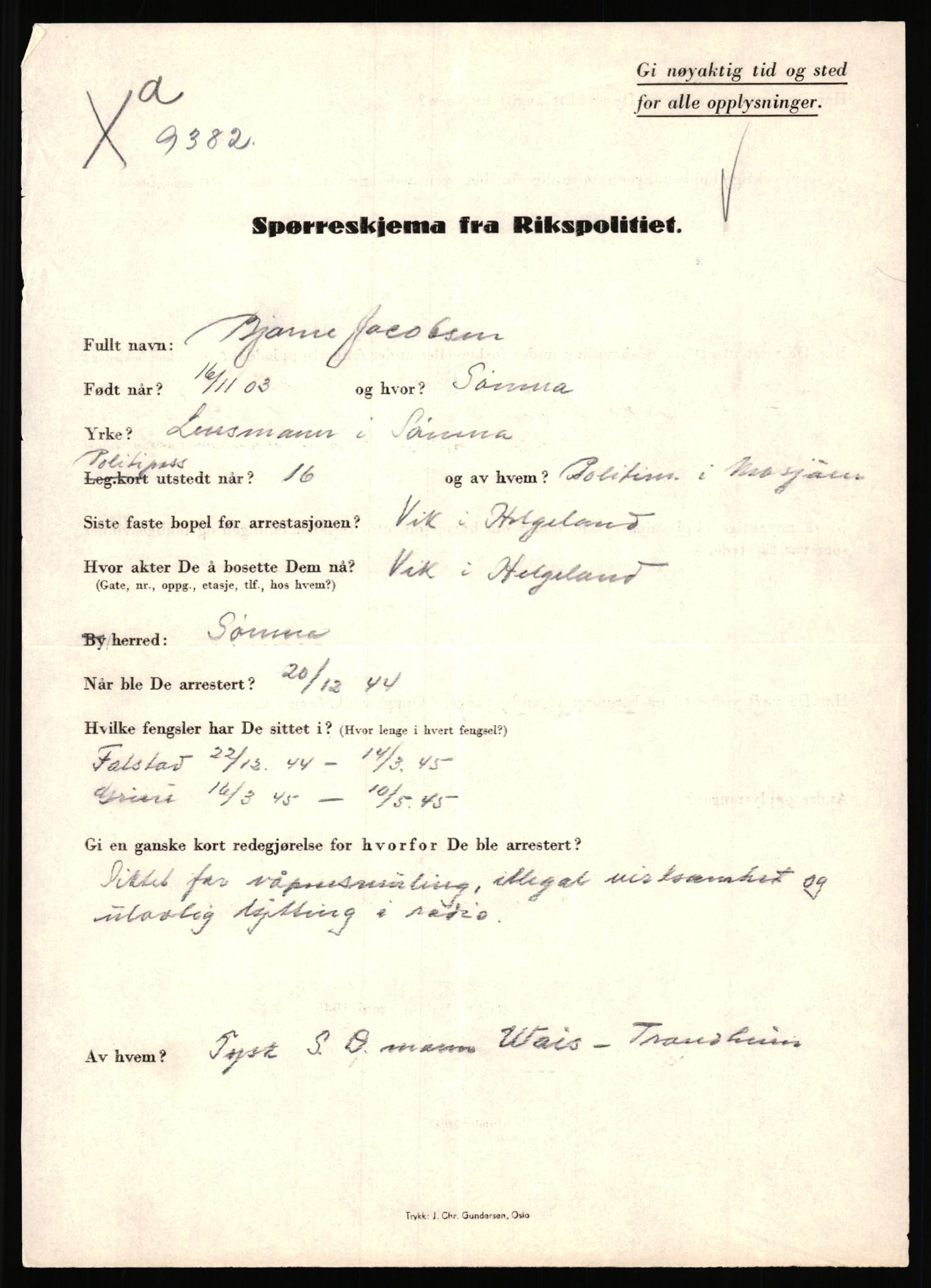Rikspolitisjefen, AV/RA-S-1560/L/L0008: Jaffe, Bernhard - Karset, Helge Hafsahl, 1940-1945, s. 19