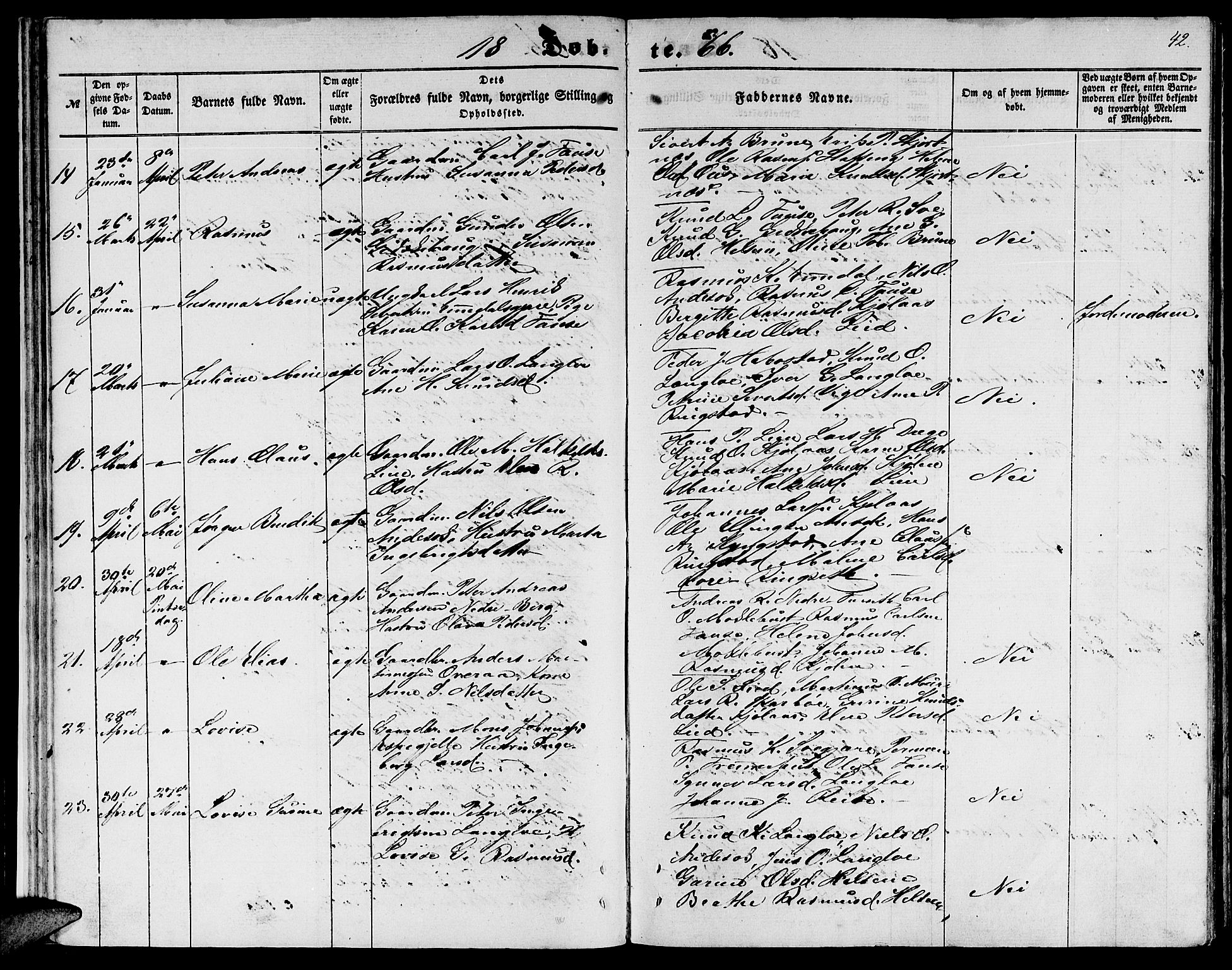 Ministerialprotokoller, klokkerbøker og fødselsregistre - Møre og Romsdal, AV/SAT-A-1454/520/L0291: Klokkerbok nr. 520C03, 1854-1881, s. 42