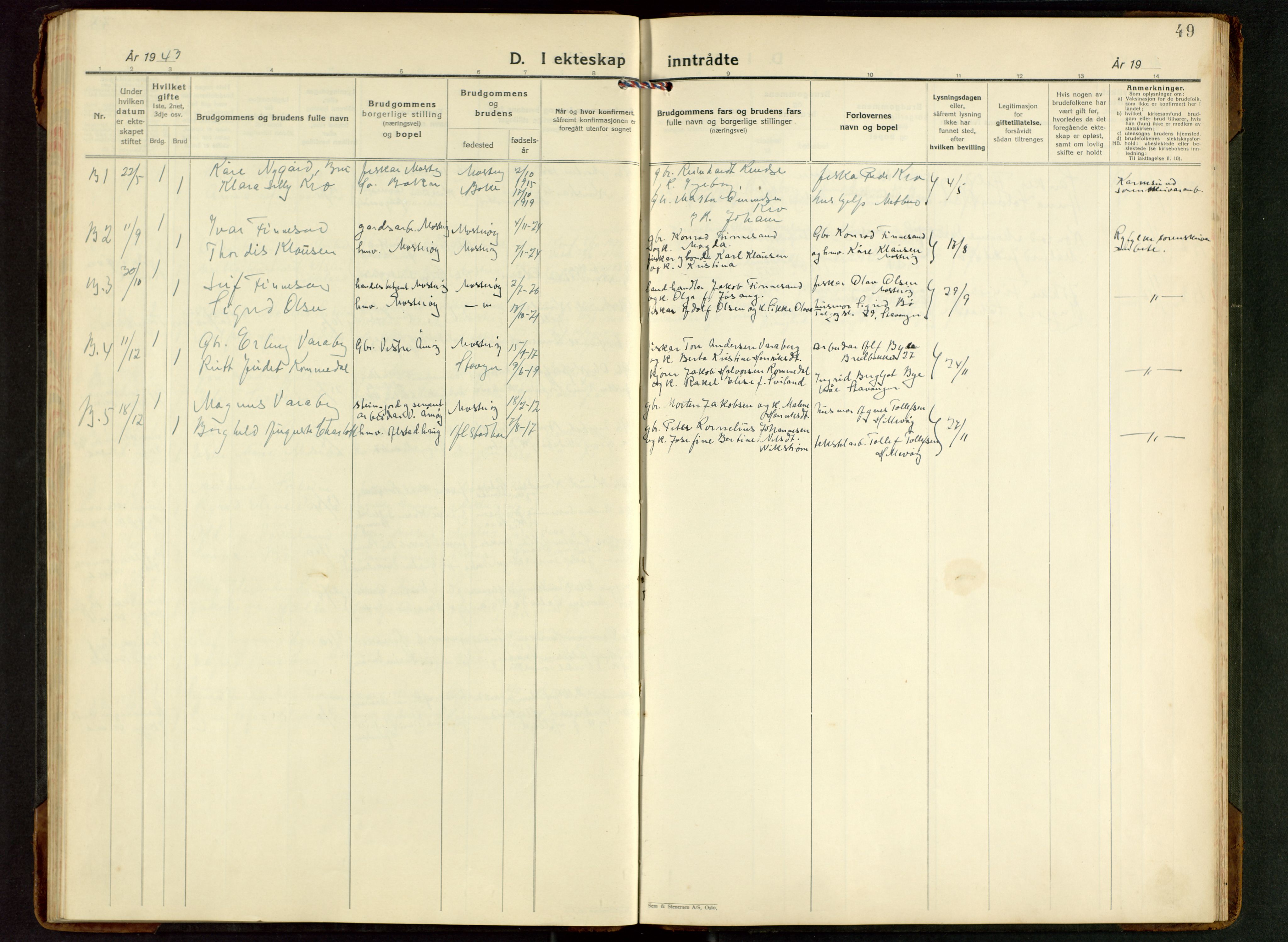 Rennesøy sokneprestkontor, AV/SAST-A -101827/H/Ha/Hab/L0017: Klokkerbok nr. B 16, 1929-1949, s. 49