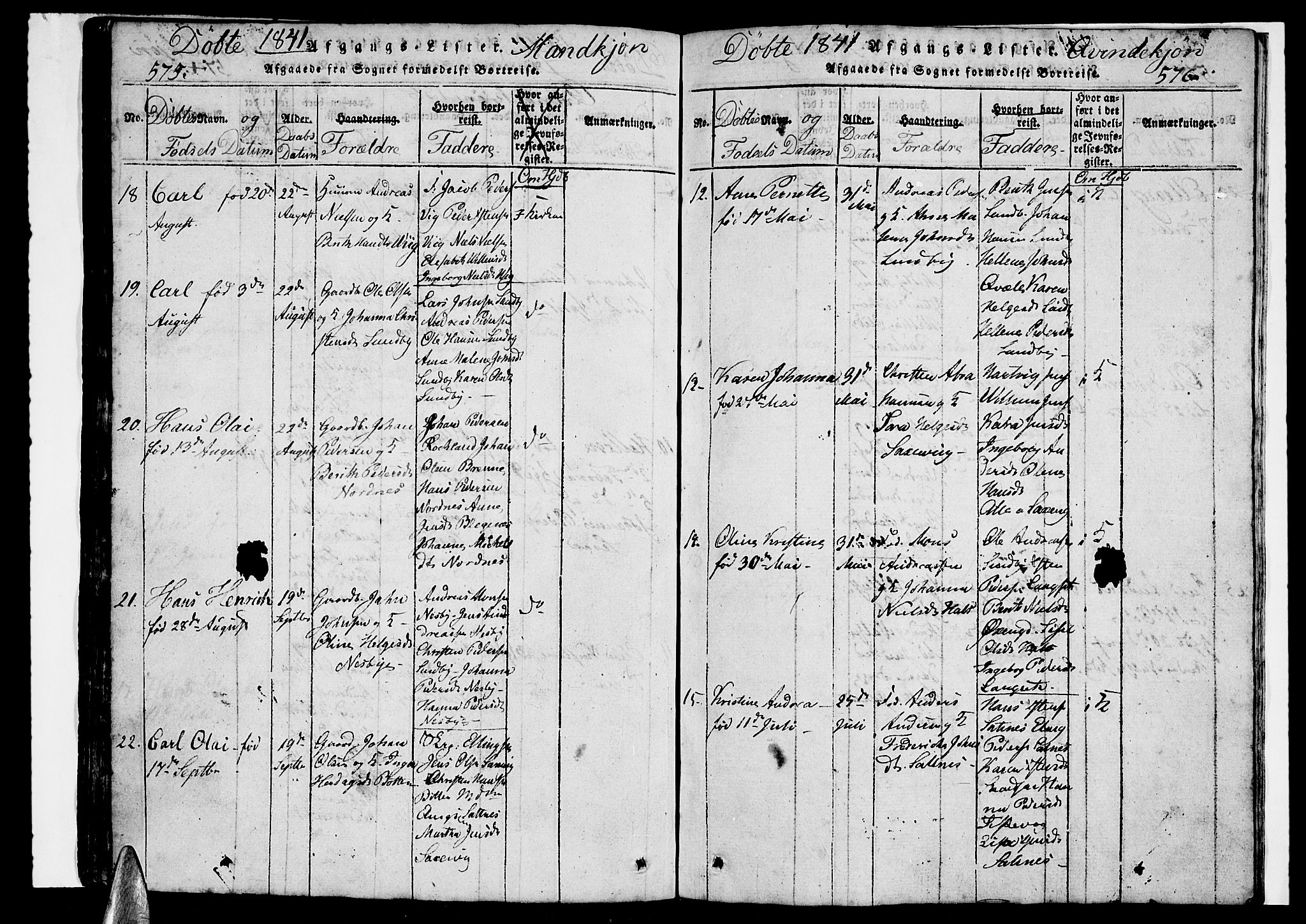 Ministerialprotokoller, klokkerbøker og fødselsregistre - Nordland, AV/SAT-A-1459/847/L0676: Klokkerbok nr. 847C04, 1821-1853, s. 575-576