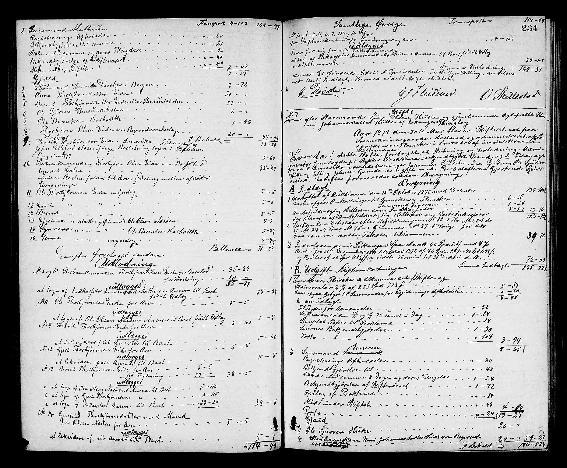 Ytre Sogn tingrett, AV/SAB-A-2601/1/H/Hc/L0002: Skifteutlodningsprotokoll, 1868-1882, s. 233b-234a
