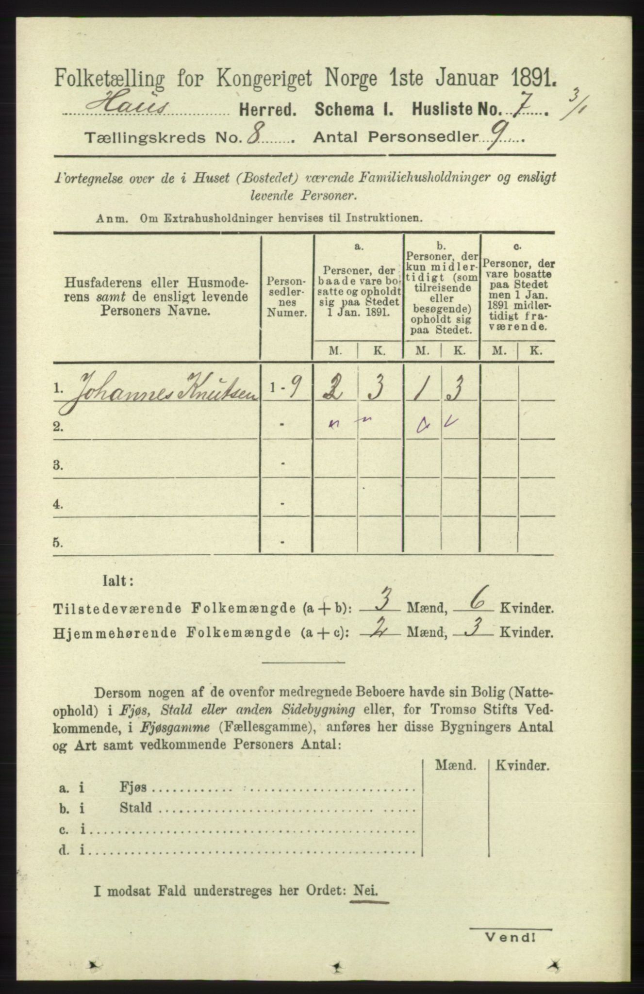 RA, Folketelling 1891 for 1250 Haus herred, 1891, s. 3109