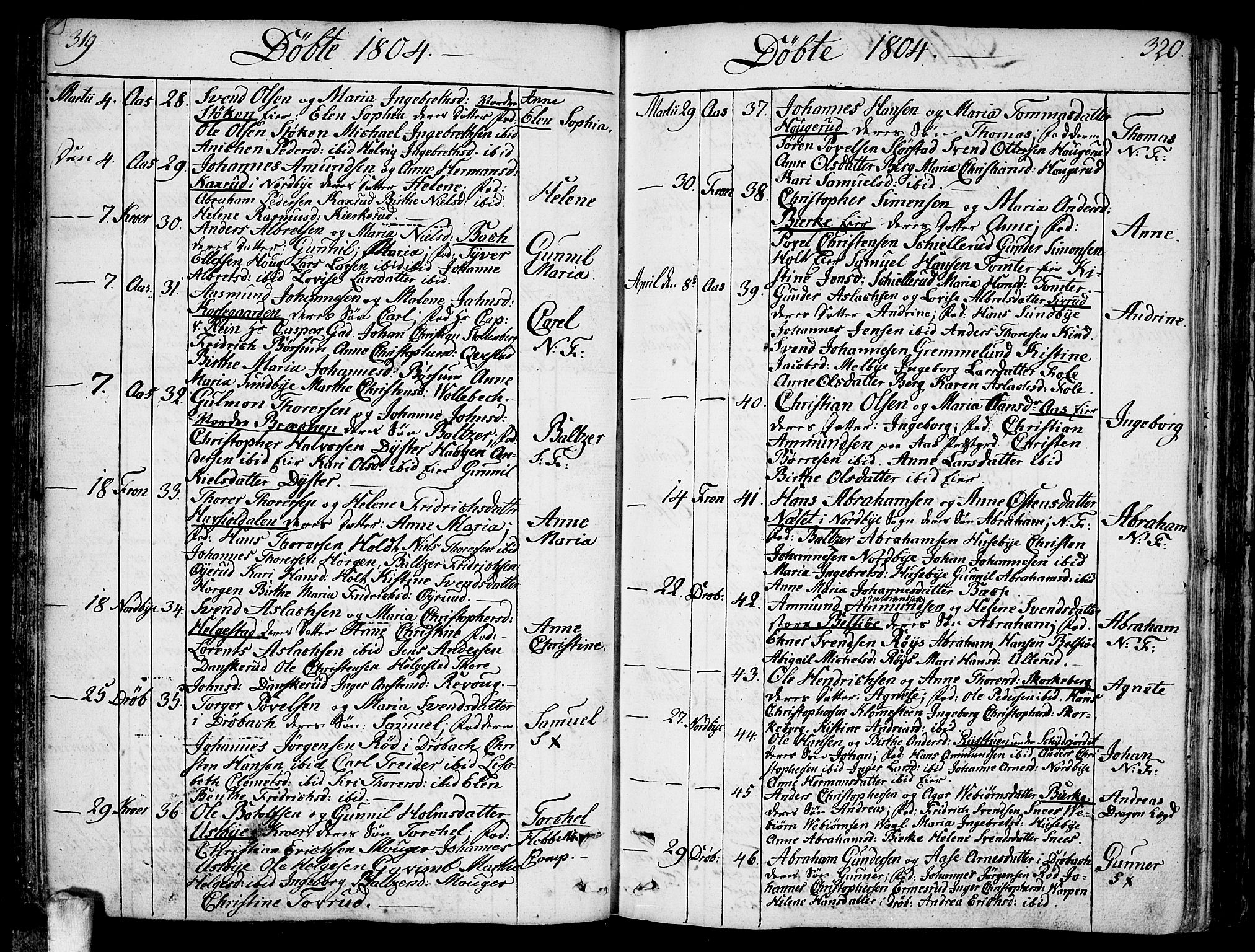 Ås prestekontor Kirkebøker, AV/SAO-A-10894/F/Fa/L0002: Ministerialbok nr. I 2, 1778-1813, s. 319-320