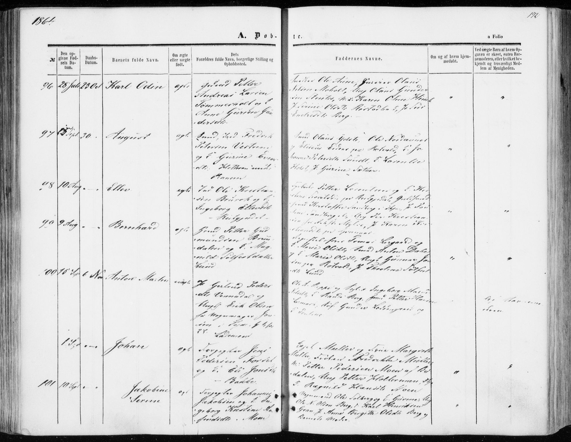 Ministerialprotokoller, klokkerbøker og fødselsregistre - Sør-Trøndelag, SAT/A-1456/606/L0292: Ministerialbok nr. 606A07, 1856-1865, s. 192
