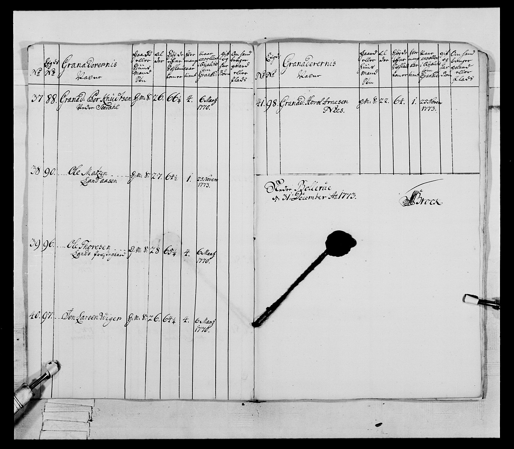 Generalitets- og kommissariatskollegiet, Det kongelige norske kommissariatskollegium, AV/RA-EA-5420/E/Eh/L0062: 2. Opplandske nasjonale infanteriregiment, 1769-1773, s. 495