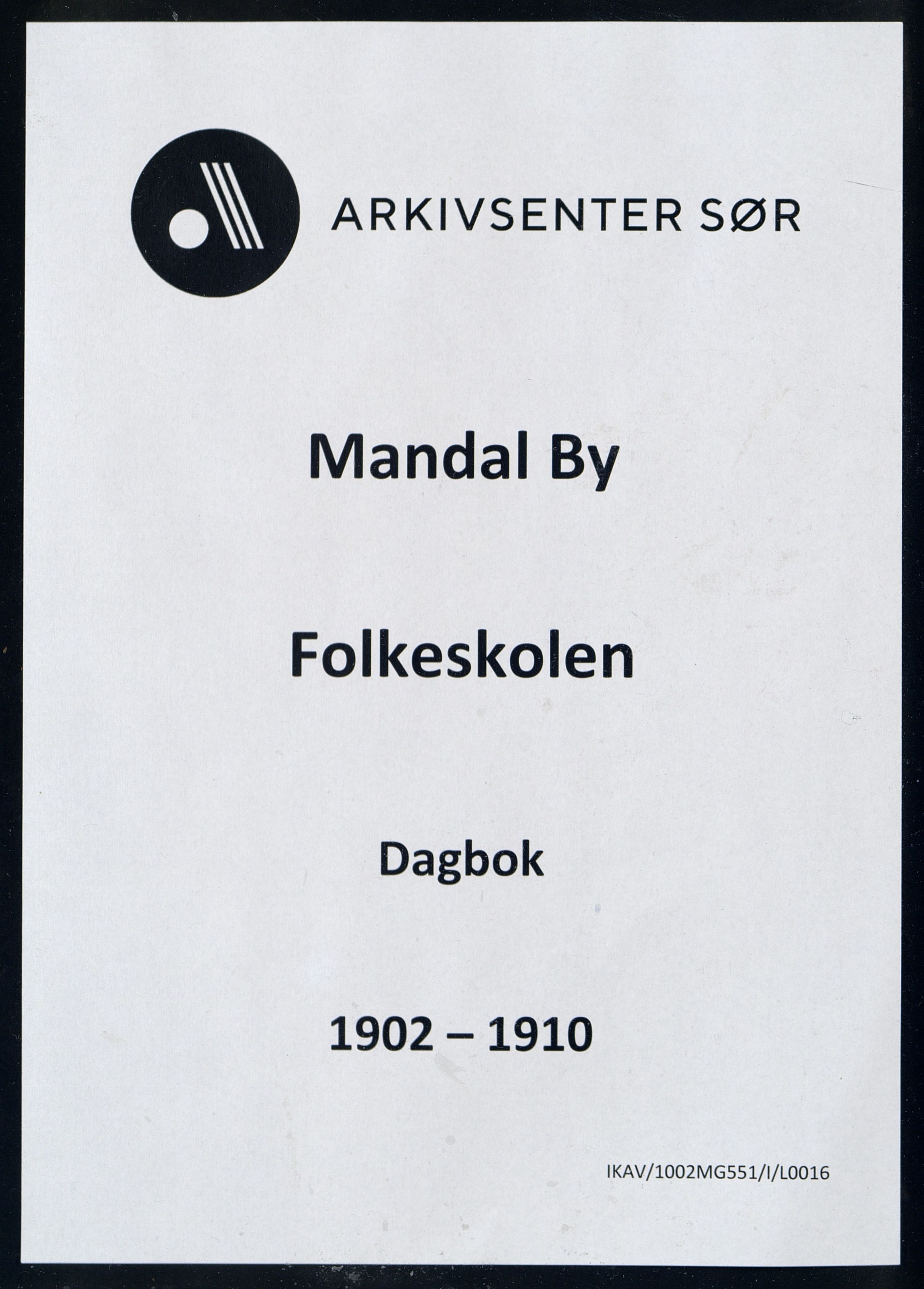 Mandal By - Mandal Allmueskole/Folkeskole/Skole, IKAV/1002MG551/I/L0016: Dagbok, 1902-1910