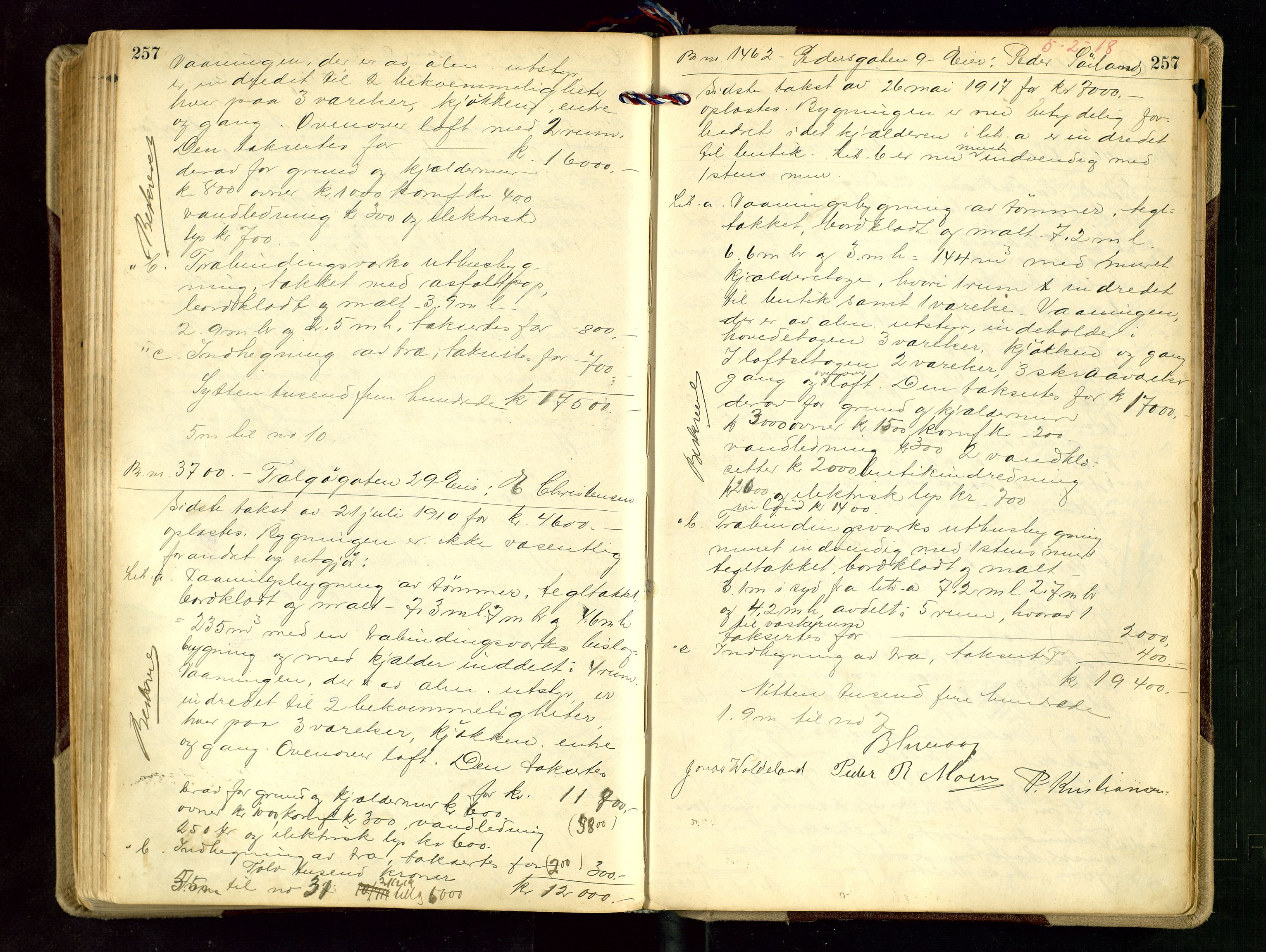 Norges Brannkasse Stavanger, AV/SAST-A-102143/F/Fd/L0015: Branntaksprotokoll nr. 26, 1916-1918, s. 257