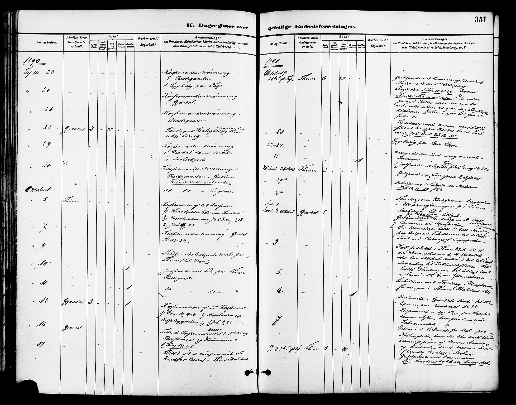 Lye sokneprestkontor, AV/SAST-A-101794/001/30BA/L0009: Ministerialbok nr. A 8, 1881-1892, s. 351