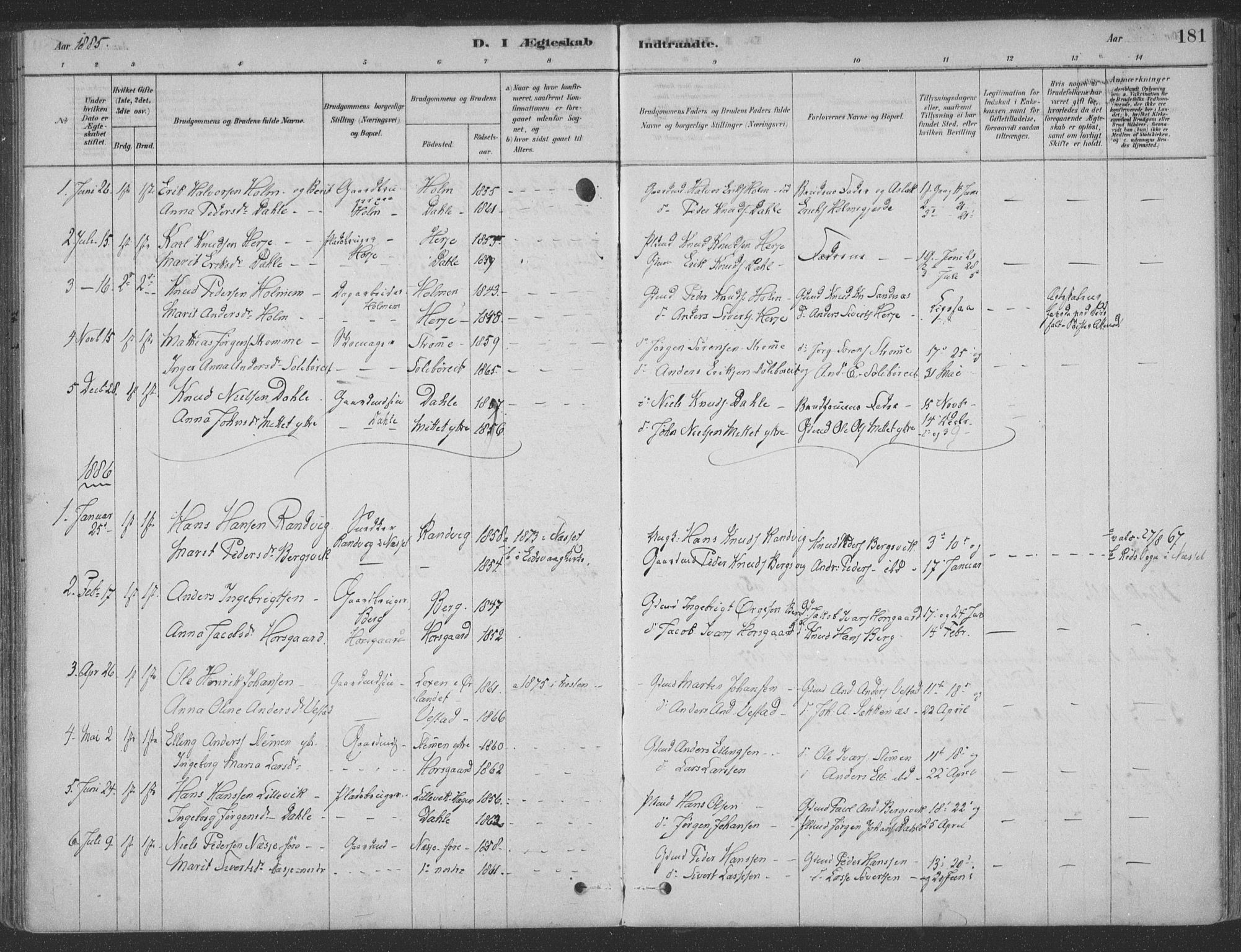 Ministerialprotokoller, klokkerbøker og fødselsregistre - Møre og Romsdal, SAT/A-1454/547/L0604: Ministerialbok nr. 547A06, 1878-1906, s. 181